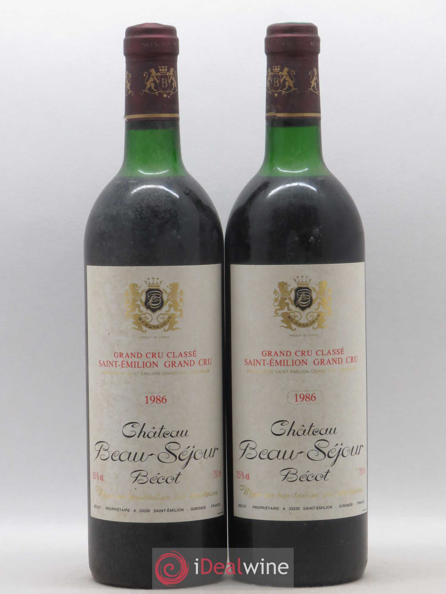 Château Beau-Séjour Bécot 1er Grand Cru Classé B 1986 - Lot de 2 bouteilles - 0