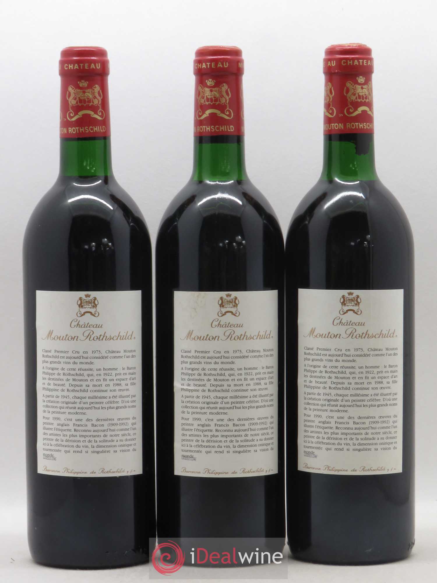 Château Mouton Rothschild 1er Grand Cru Classé 1990 - Lot de 3 bouteilles - 1