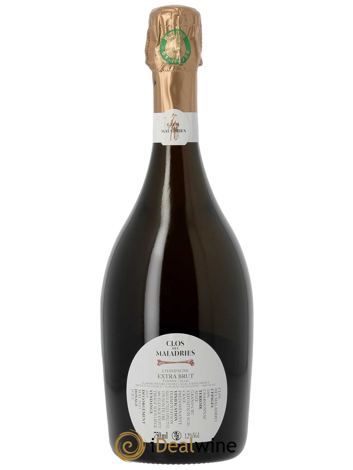 Clos des Maladries Grand Cru Extra-Brut Etienne Calsac 2019 - Lot de 1 bouteille - 1