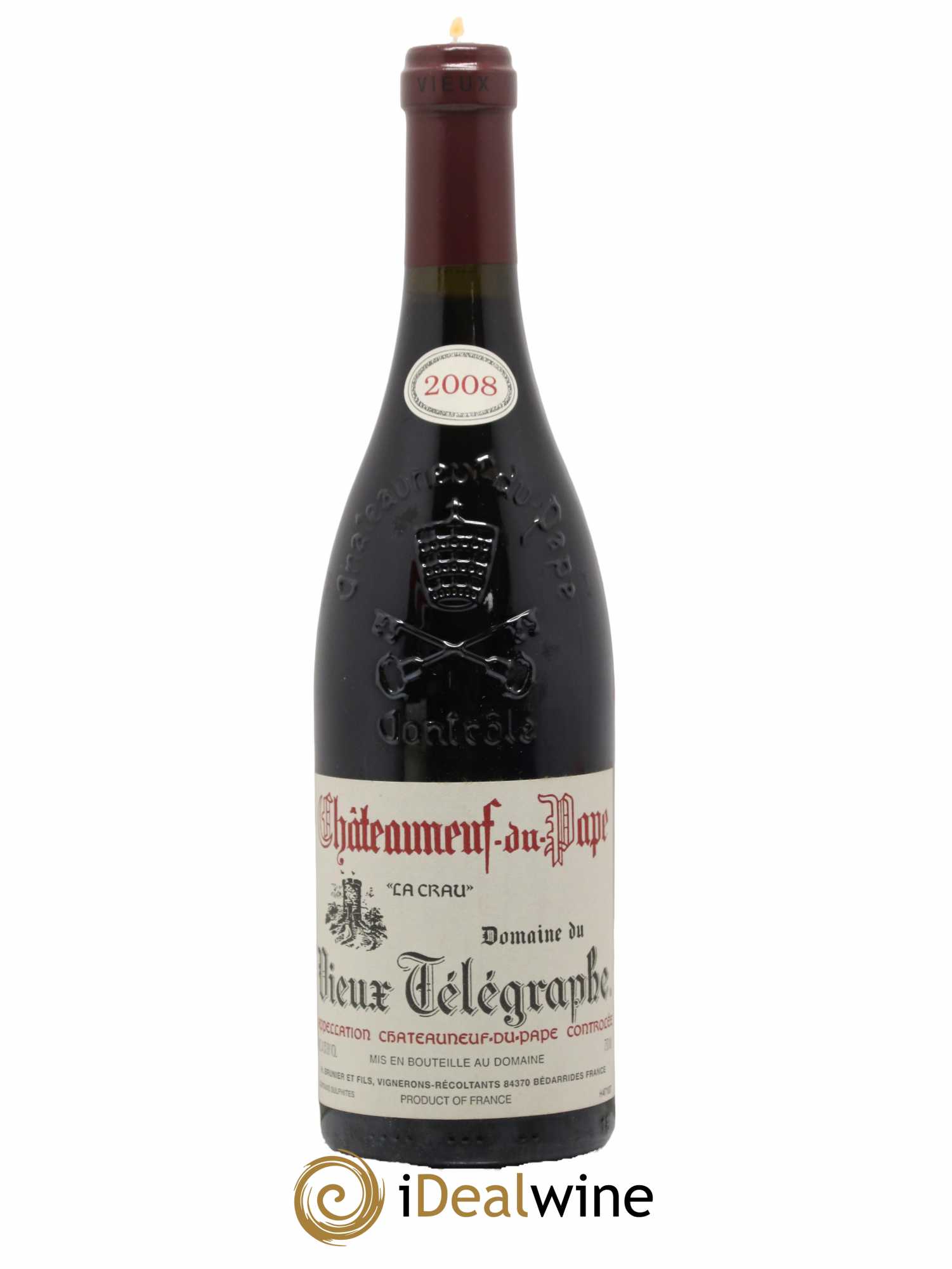 Châteauneuf-du-Pape Vieux Télégraphe (Domaine du) Vignobles Brunier 2008 - Lot de 1 bouteille - 0