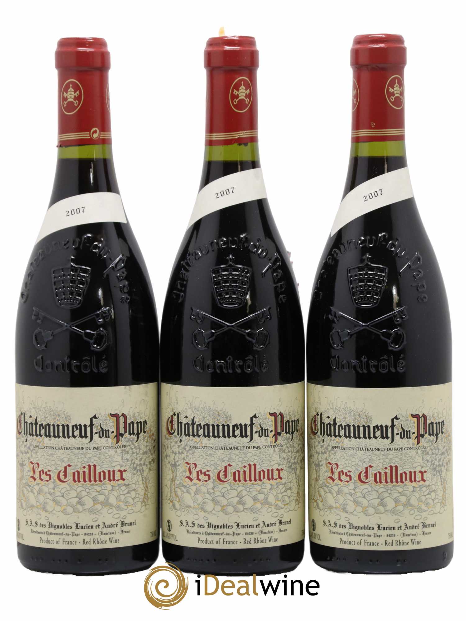 Châteauneuf-du-Pape Les Cailloux André Brunel 2007 - Lot de 3 bouteilles - 0