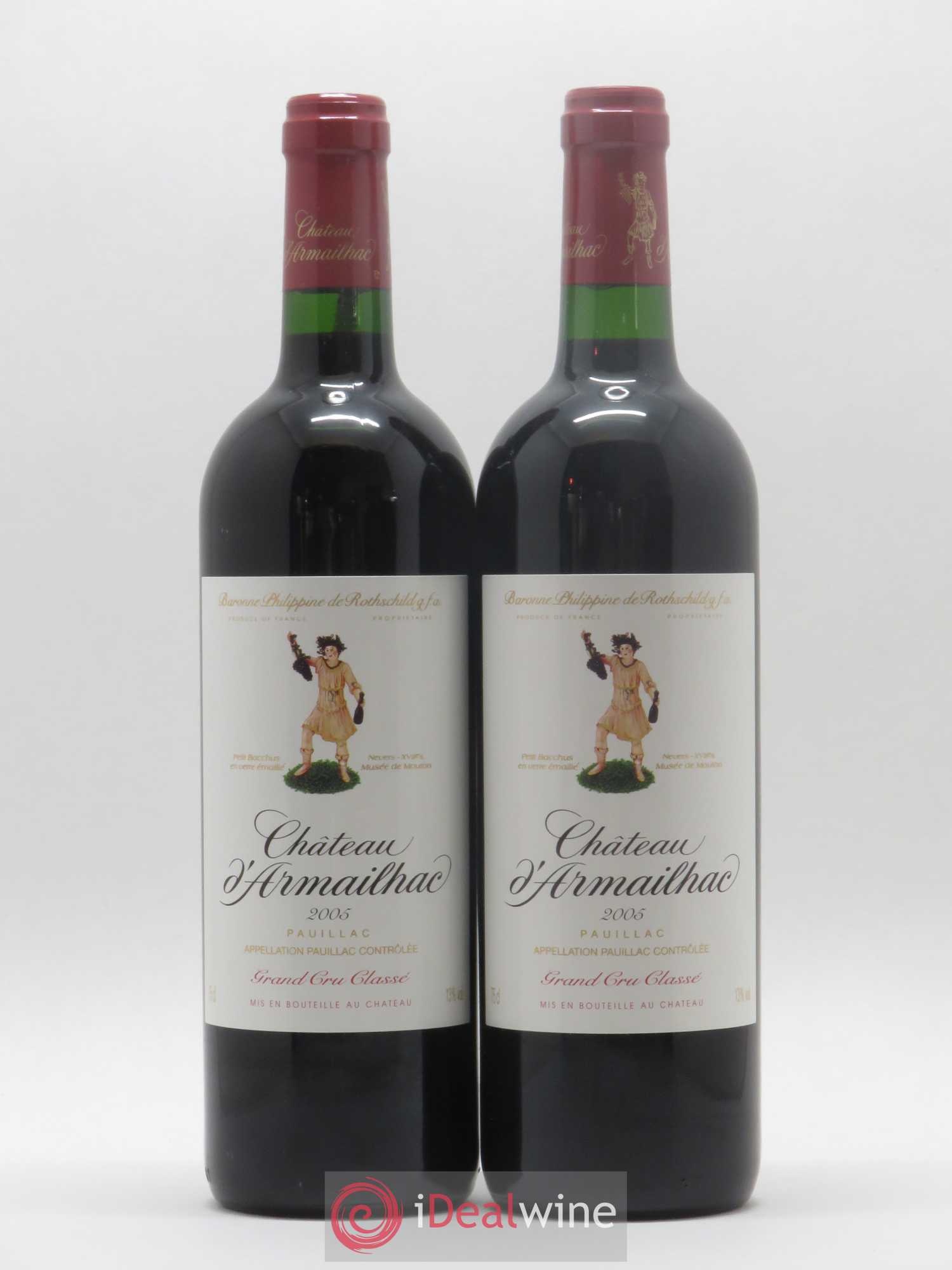 Château d' Armailhac - Mouton Baron(ne) Philippe 5ème Grand Cru Classé 2005 - Lot de 2 bouteilles - 0