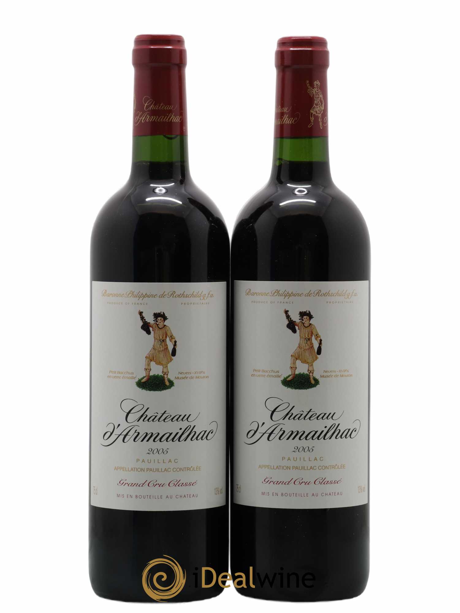 Château d' Armailhac - Mouton Baron(ne) Philippe 5ème Grand Cru Classé 2005 - Lot de 2 bouteilles - 0