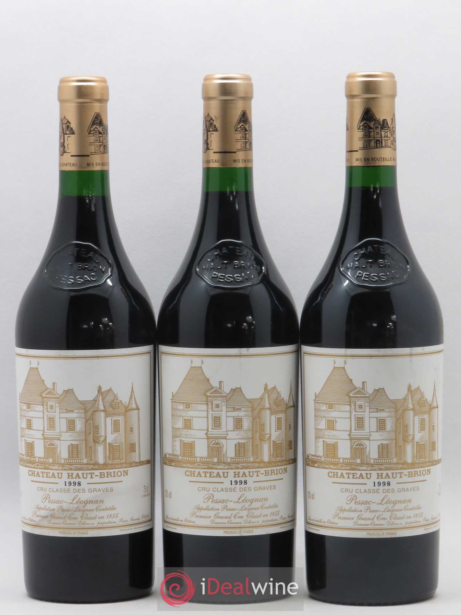 Château Haut Brion 1er Grand Cru Classé 1998 - Lot de 3 bouteilles - 0