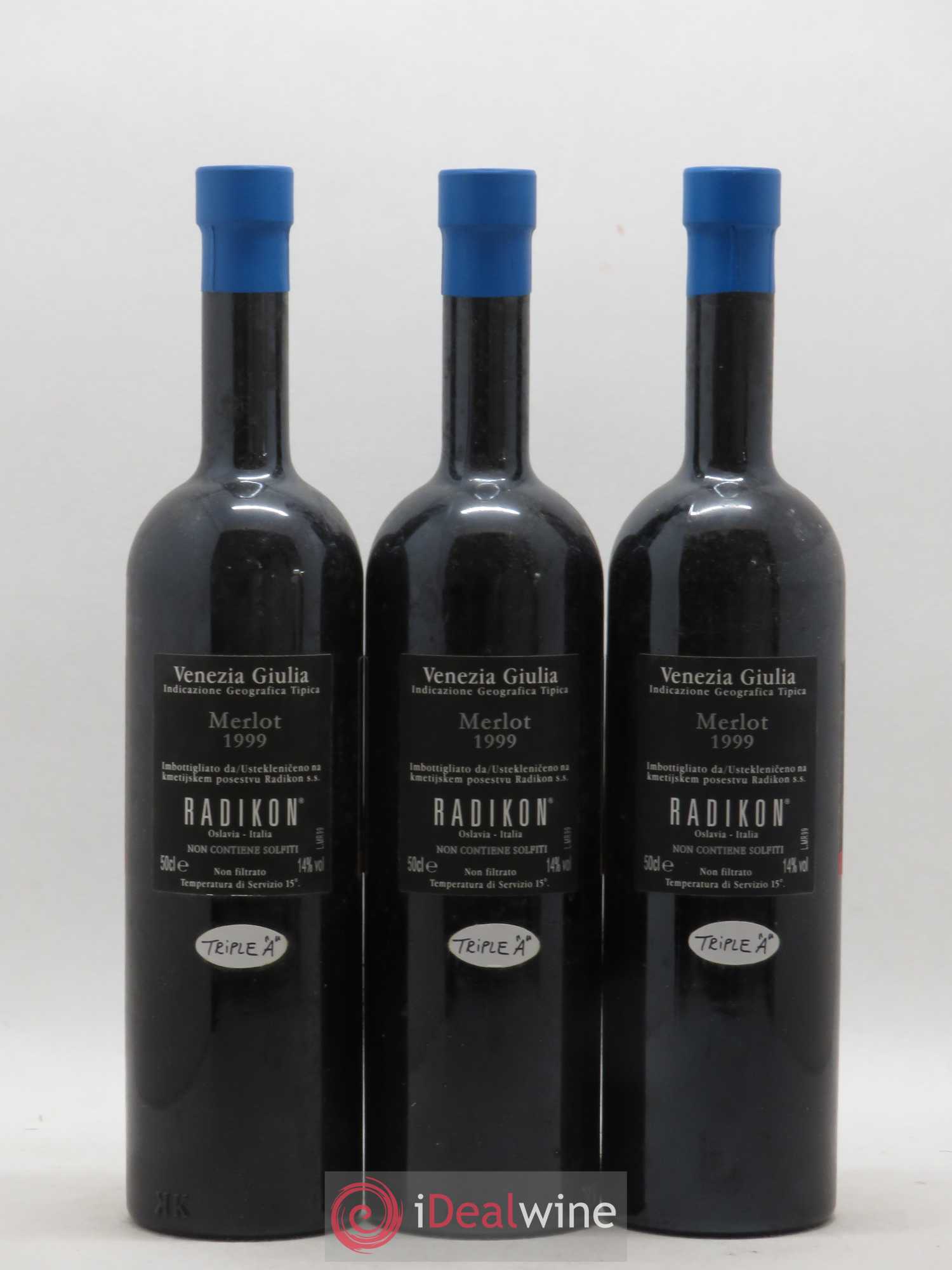 IGT Venezia Giulia Merlot Radikon 50cl 1999 - Lot de 3 bouteilles - 1