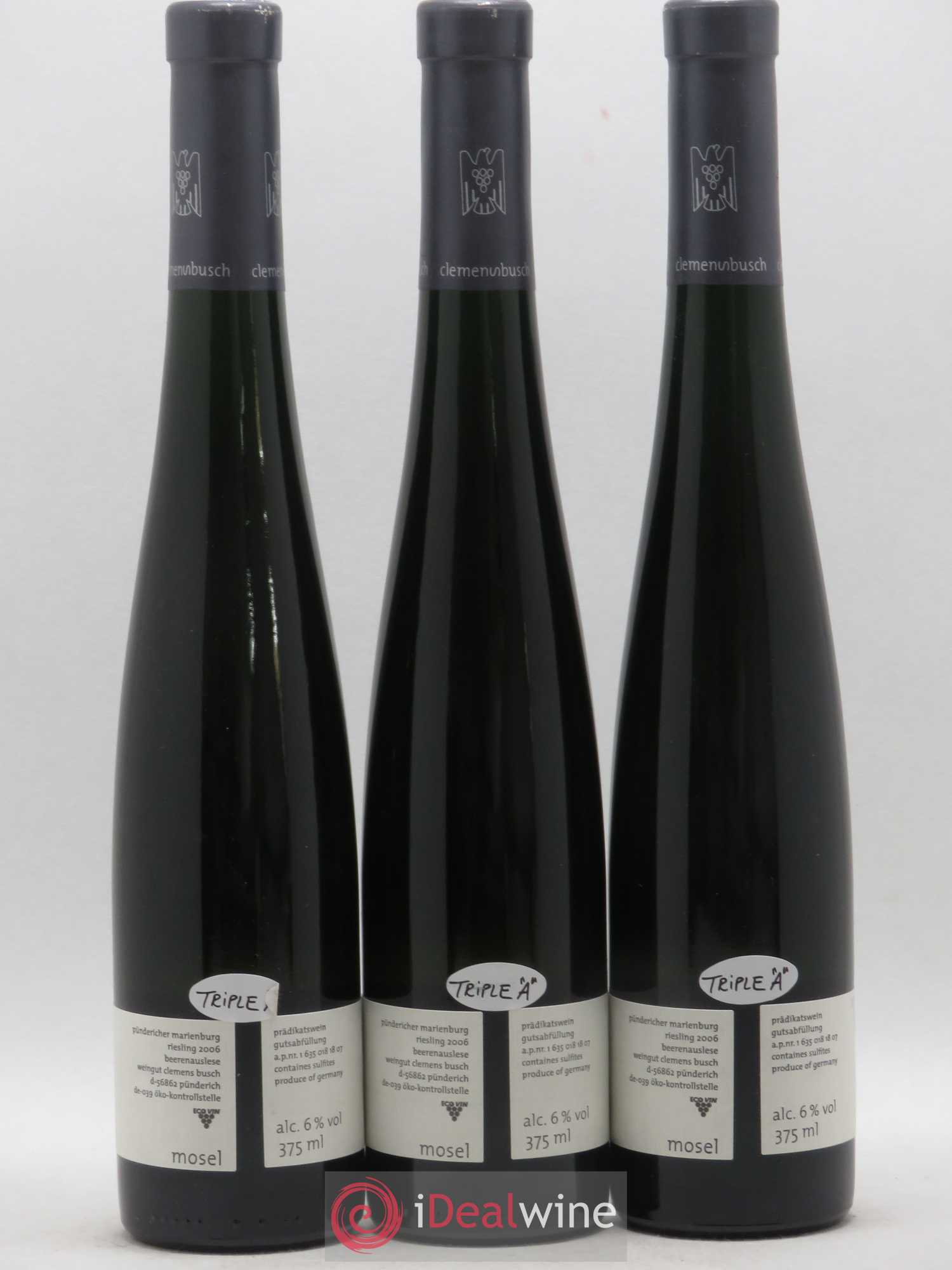 Allemagne Mosel-Saar Pundericher Marienburg Riesling Beerenauslese Fahrlay Clemens Busch 2006 - Posten von 3 Demi-Flaschen - 1