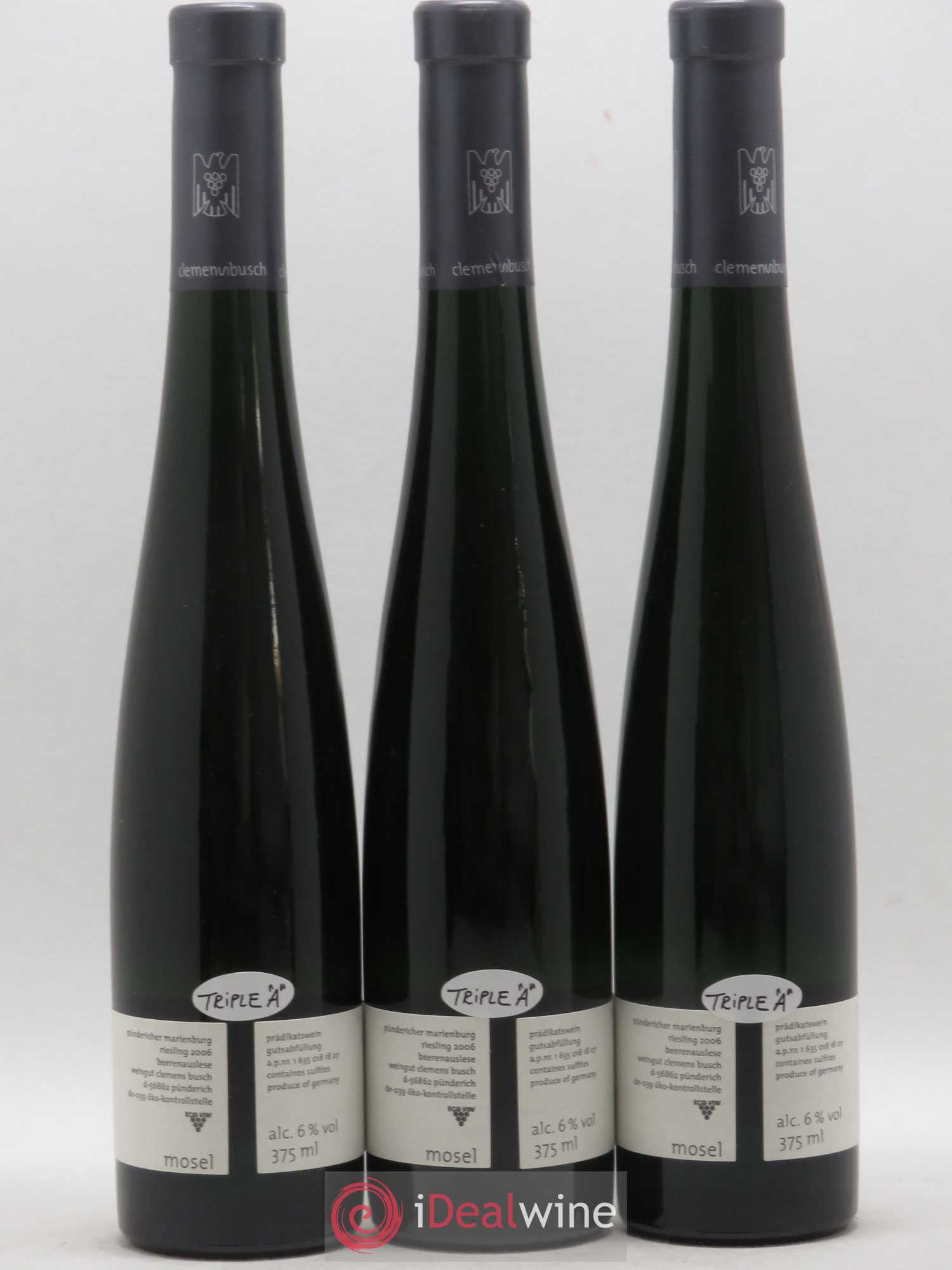 Allemagne Mosel-Saar Pundericher Marienburg Riesling Beerenauslese Fahrlay Clemens Busch 2006 - Posten von 3 Demi-Flaschen - 1
