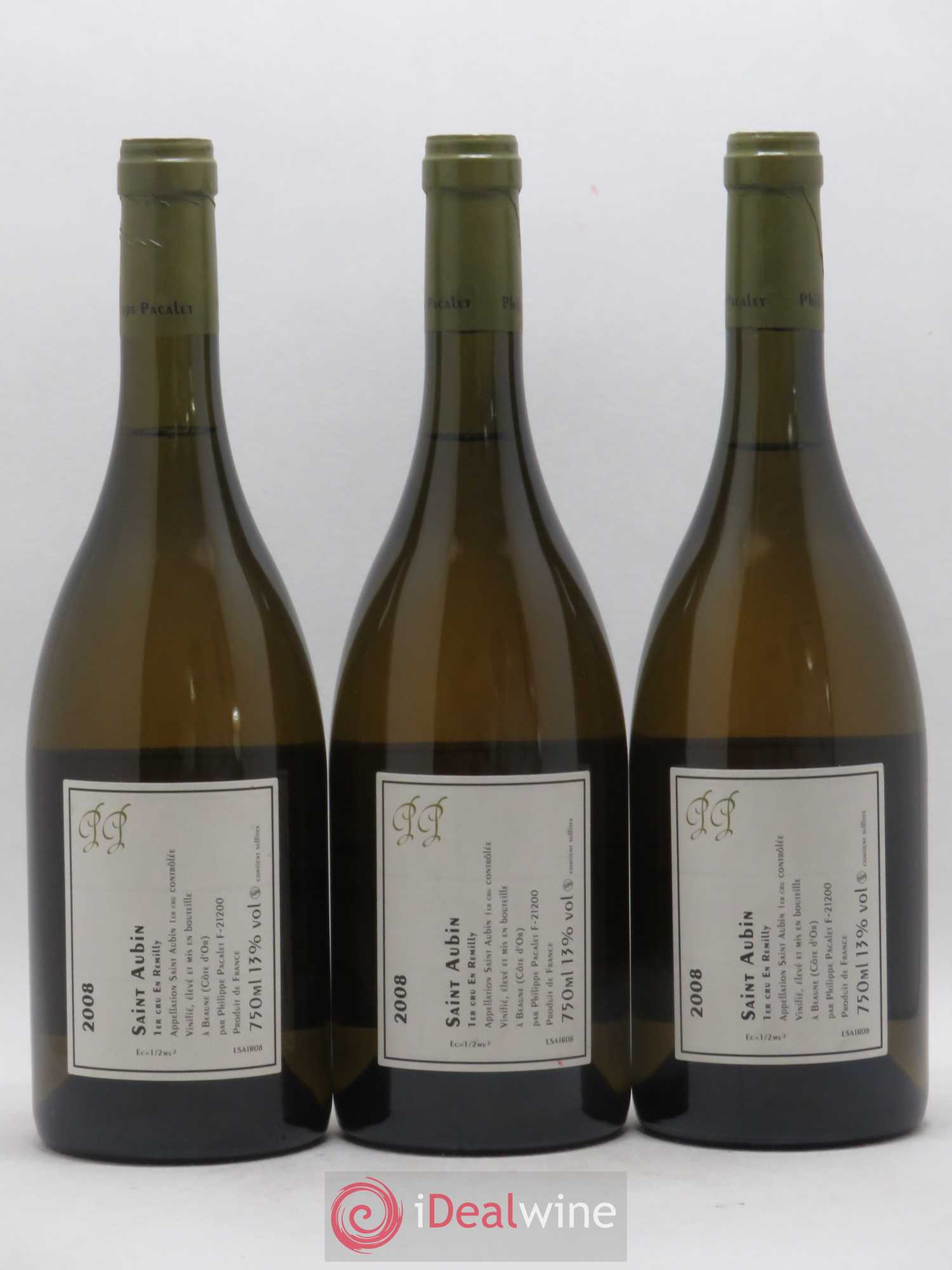 Saint-Aubin 1er Cru En Remilly Philippe Pacalet 2008 - Lot de 3 bouteilles - 1
