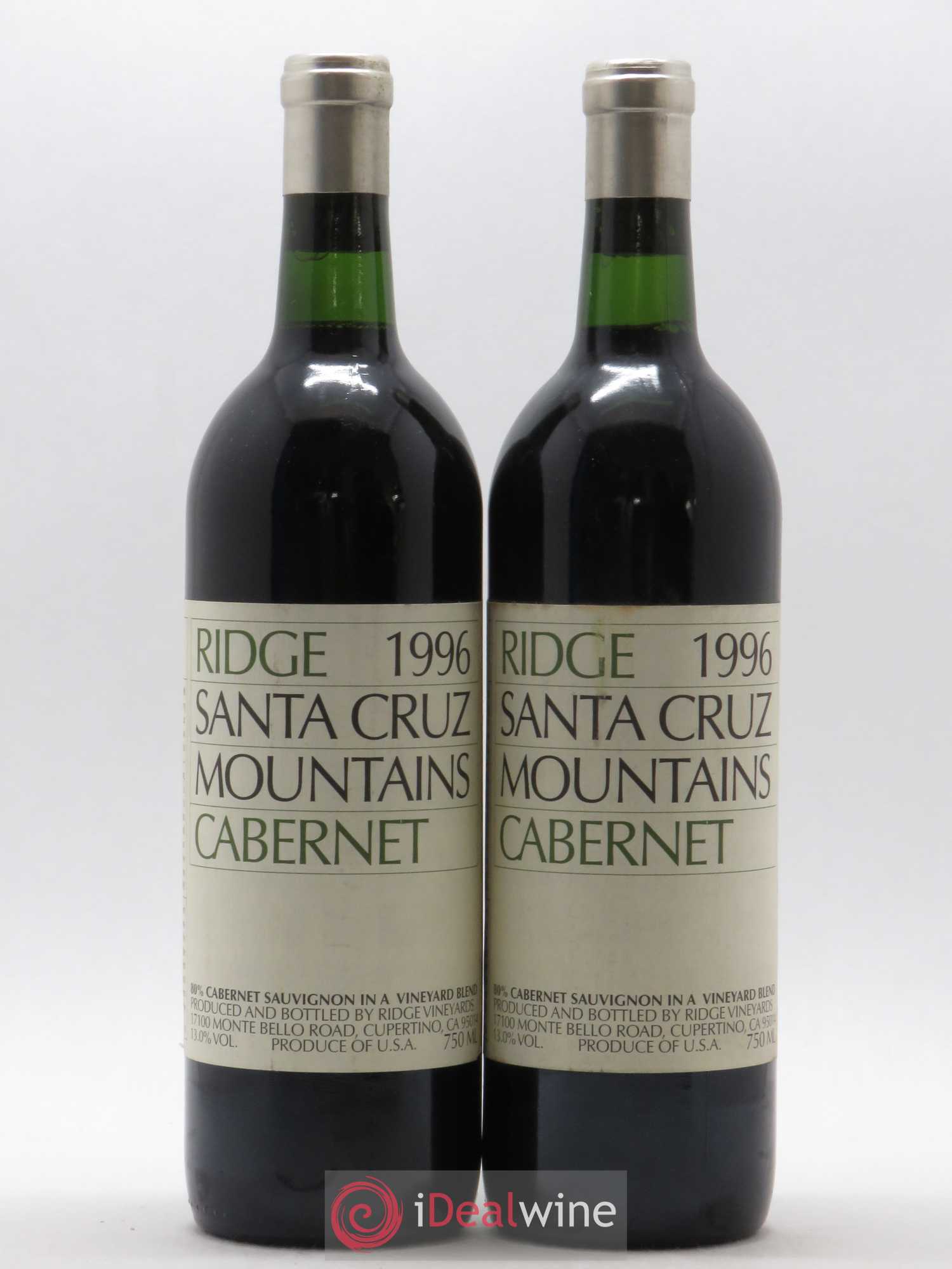 USA Cabernet Sauvignon Santa Cruz Ridge Vineyards 1996 - Posten von 2 Flaschen - 0