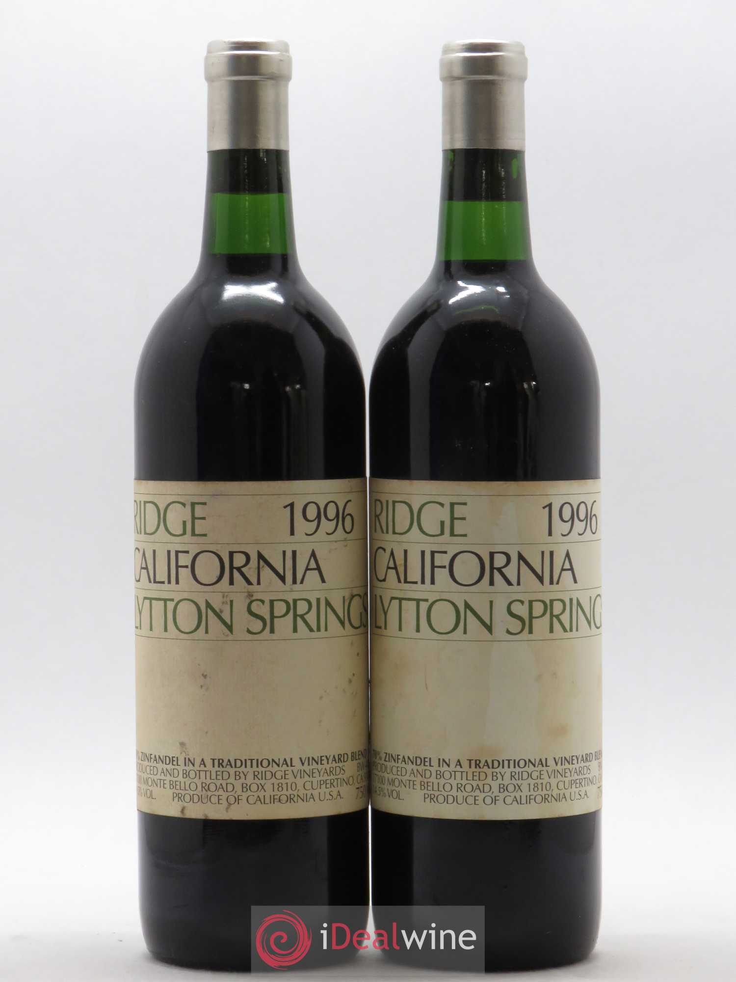 Dry Creek Valley Lytton Springs Ridge Vineyards 1996 - Lot de 2 bouteilles - 0