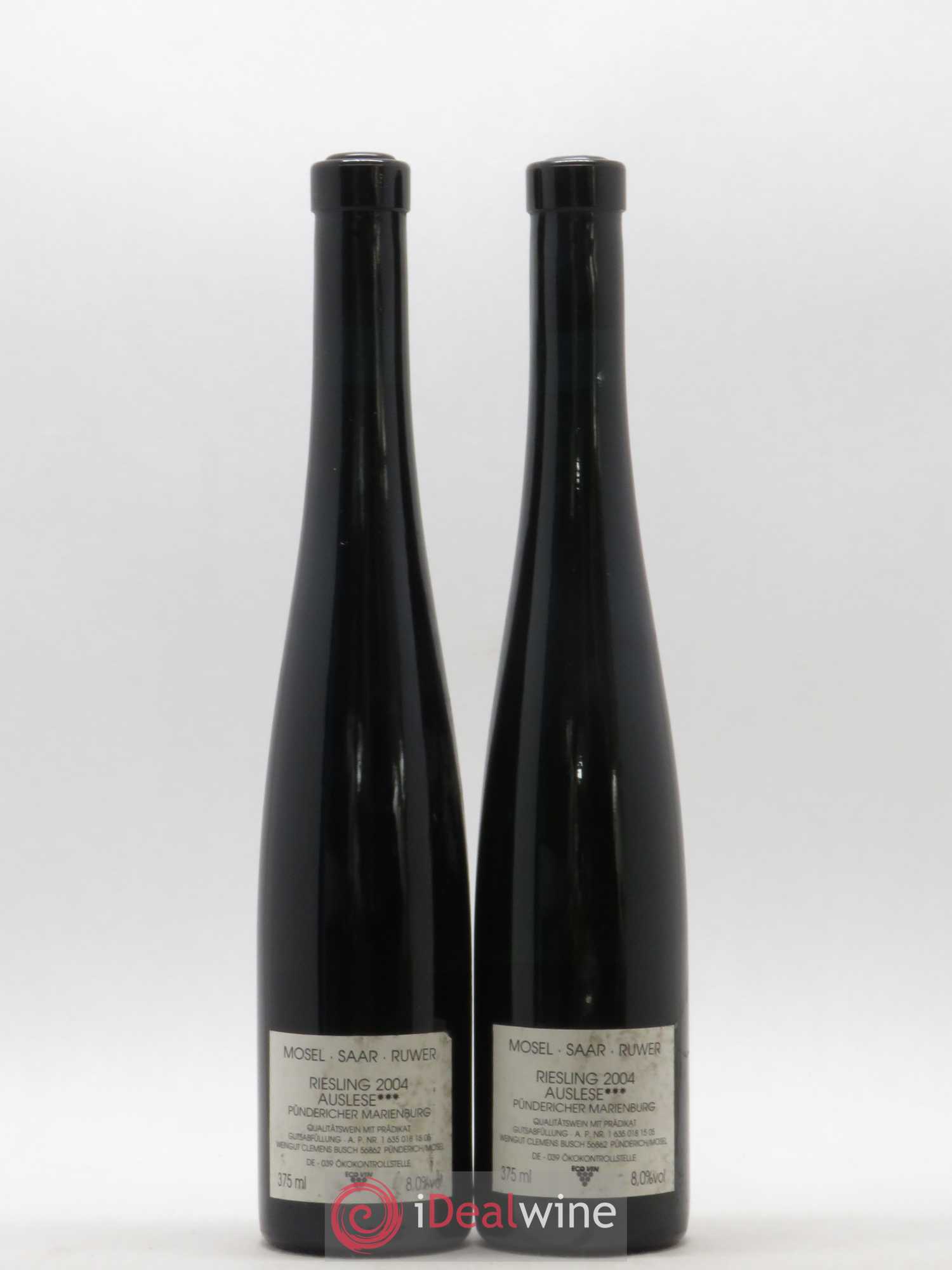 Allemagne Mosel-Saar Pundericher Marienburg Riesling Auslese Clemens Busch 2004 - Posten von 2 Demi-Flaschen - 1