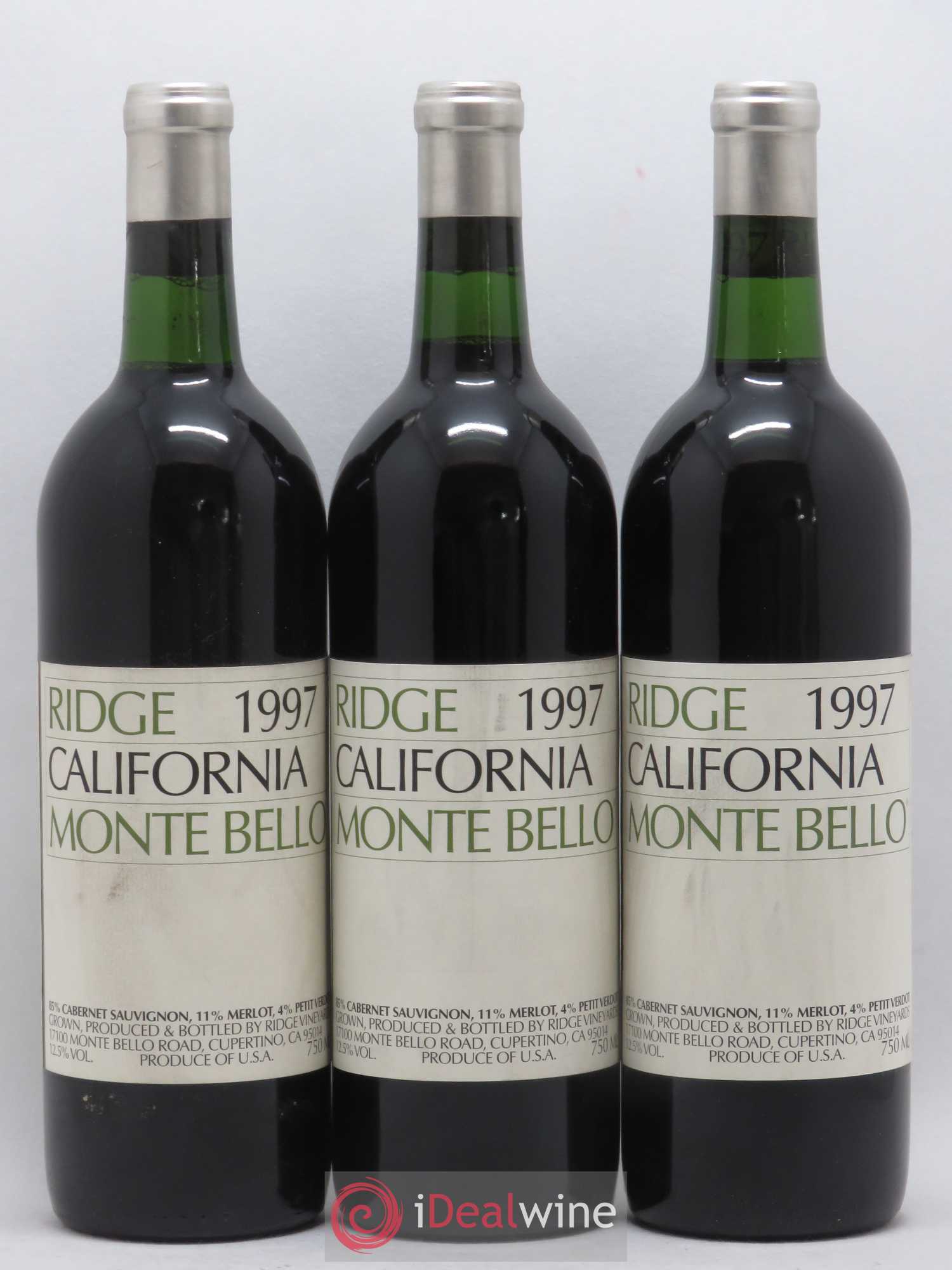 Santa Cruz Mountains Monte Bello Ridge Vineyards 1997 - Lot de 6 bouteilles - 3