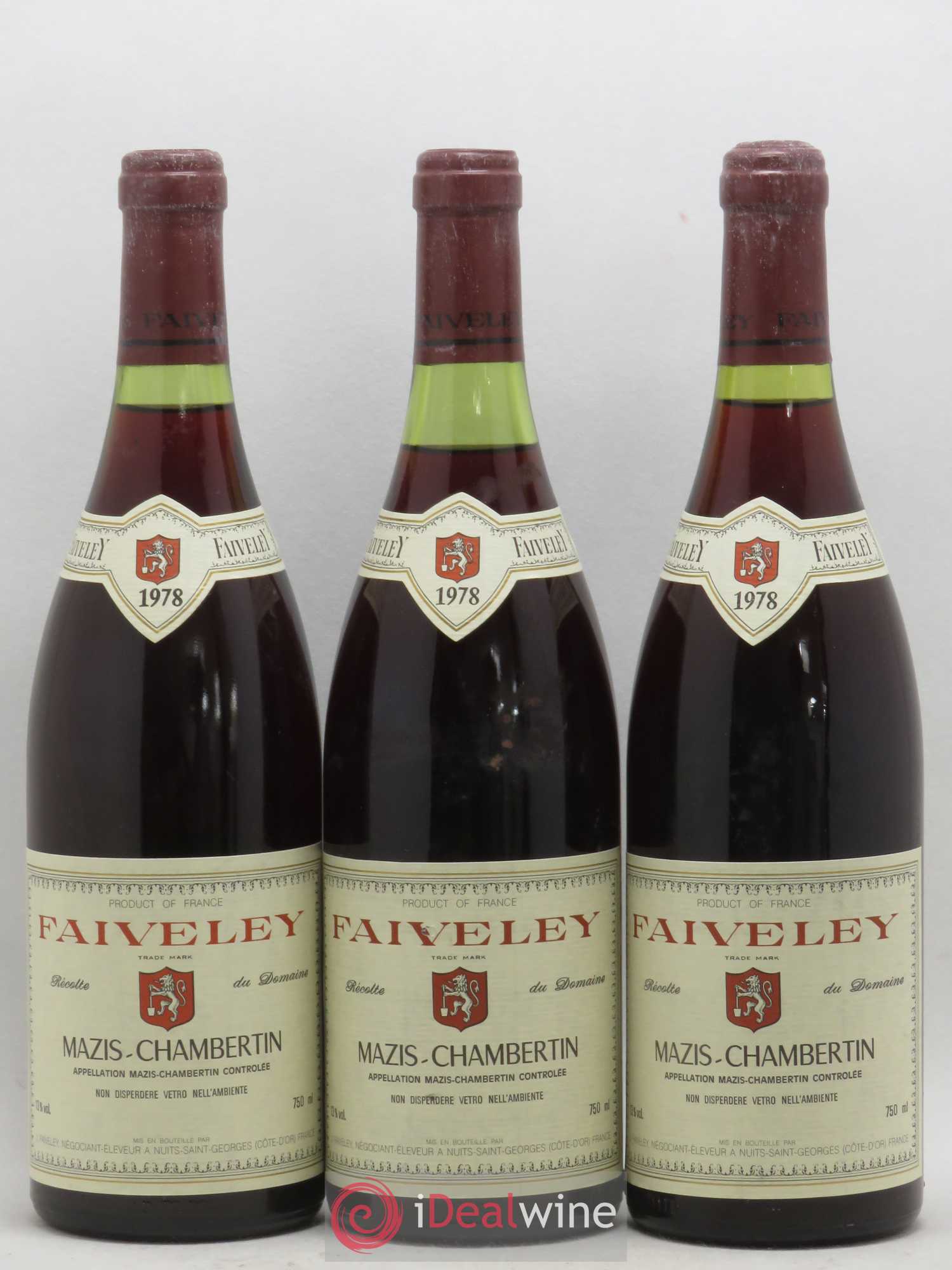 Mazis-Chambertin Grand Cru Faiveley 1978 - Lot de 3 bouteilles - 0