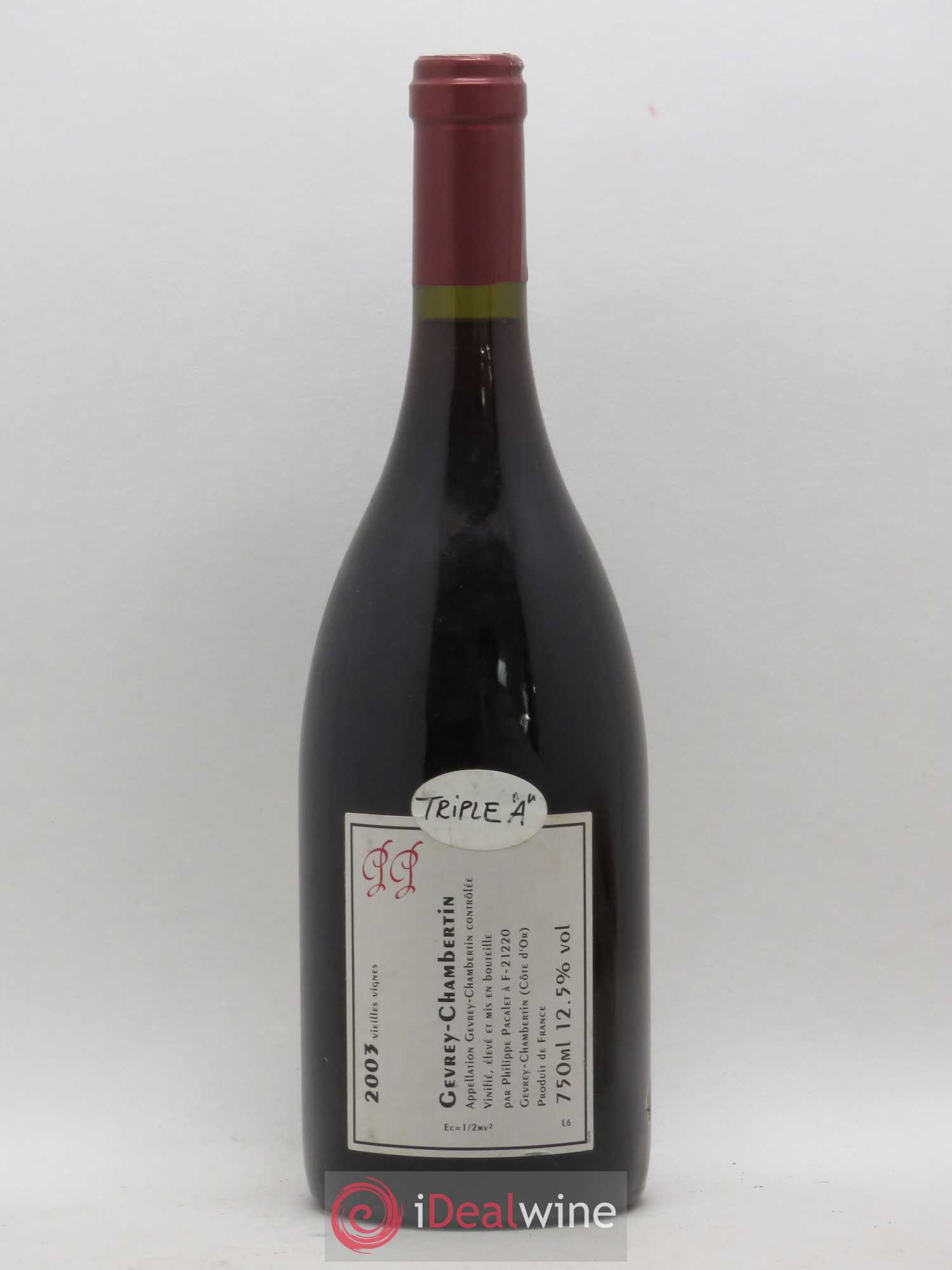 Gevrey-Chambertin Philippe Pacalet Vieilles vignes 2003 - Lot de 1 bouteille - 1