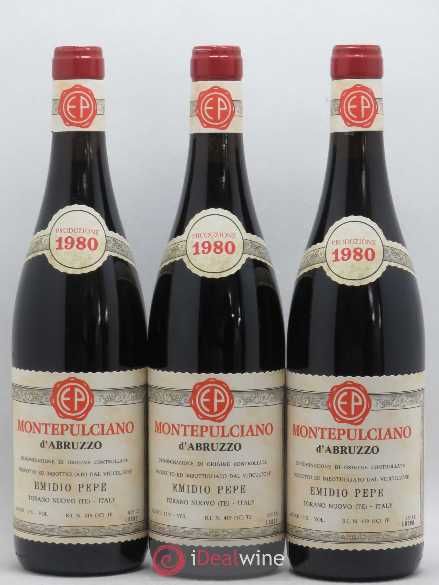 Montepulciano d'Abruzzo DOC Riserva Vecchie Viti Emidio Pepe 1980 - Lot de 3 bouteilles - 0