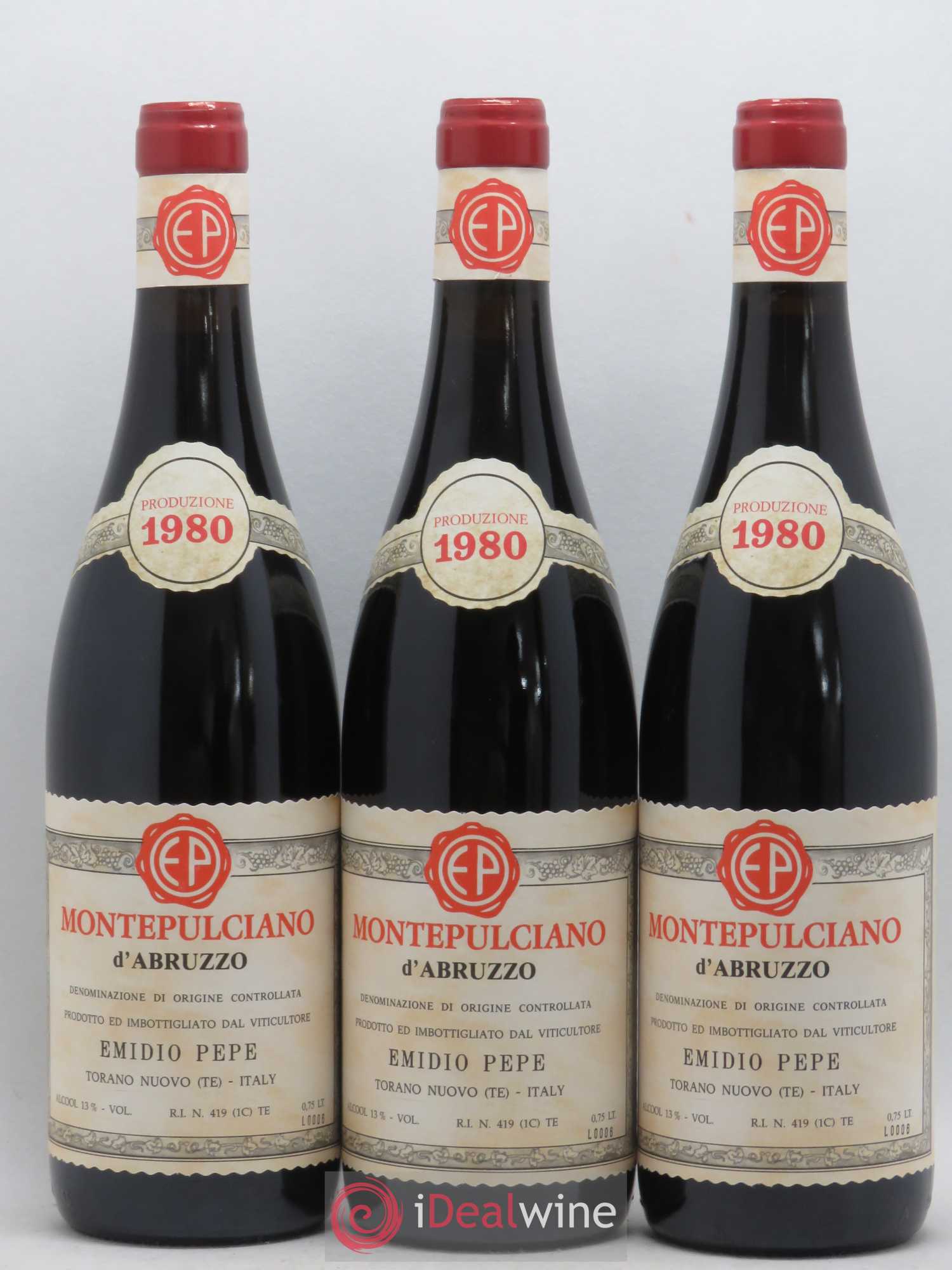 Montepulciano d'Abruzzo DOC Riserva Vecchie Viti Emidio Pepe 1980 - Lot de 3 bouteilles - 0