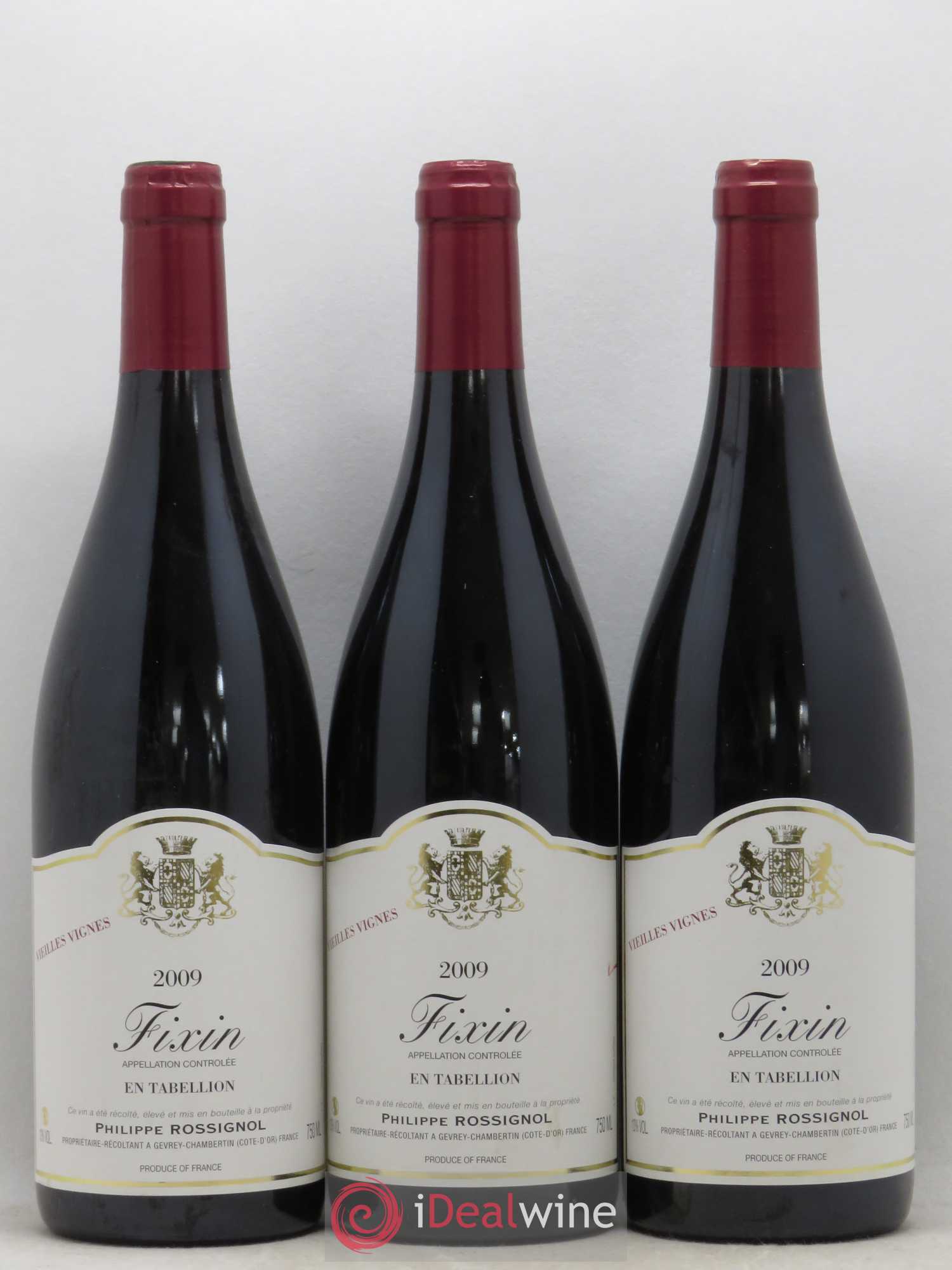 Fixin En Tabelion Vieilles Vignes Philippe Rossignol 2009 - Posten von 3 Flaschen - 0