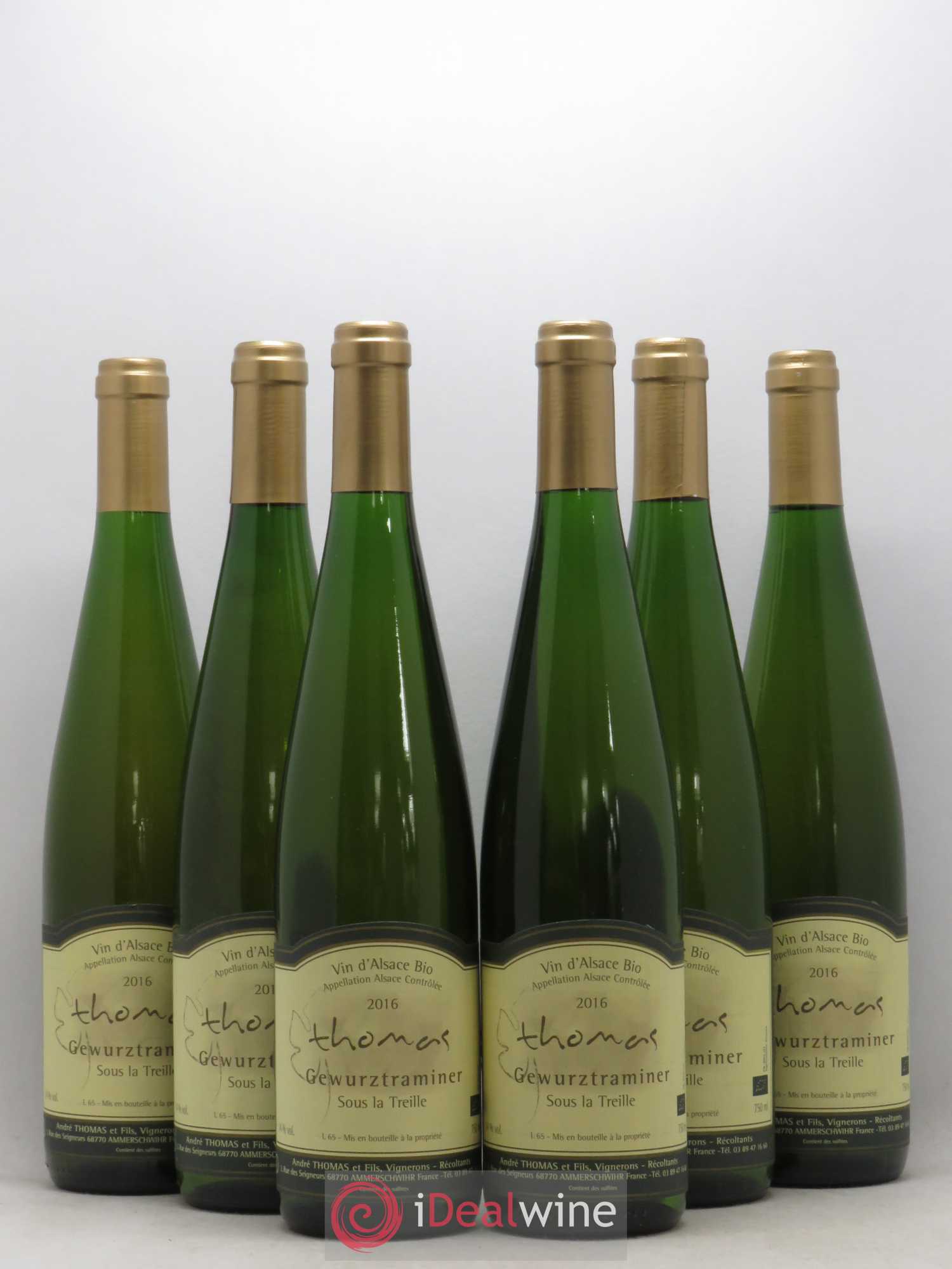 Gewurztraminer Sous La Treille Andre Thomas (sans prix de réserve) 2016 - Posten von 6 Flaschen - 0