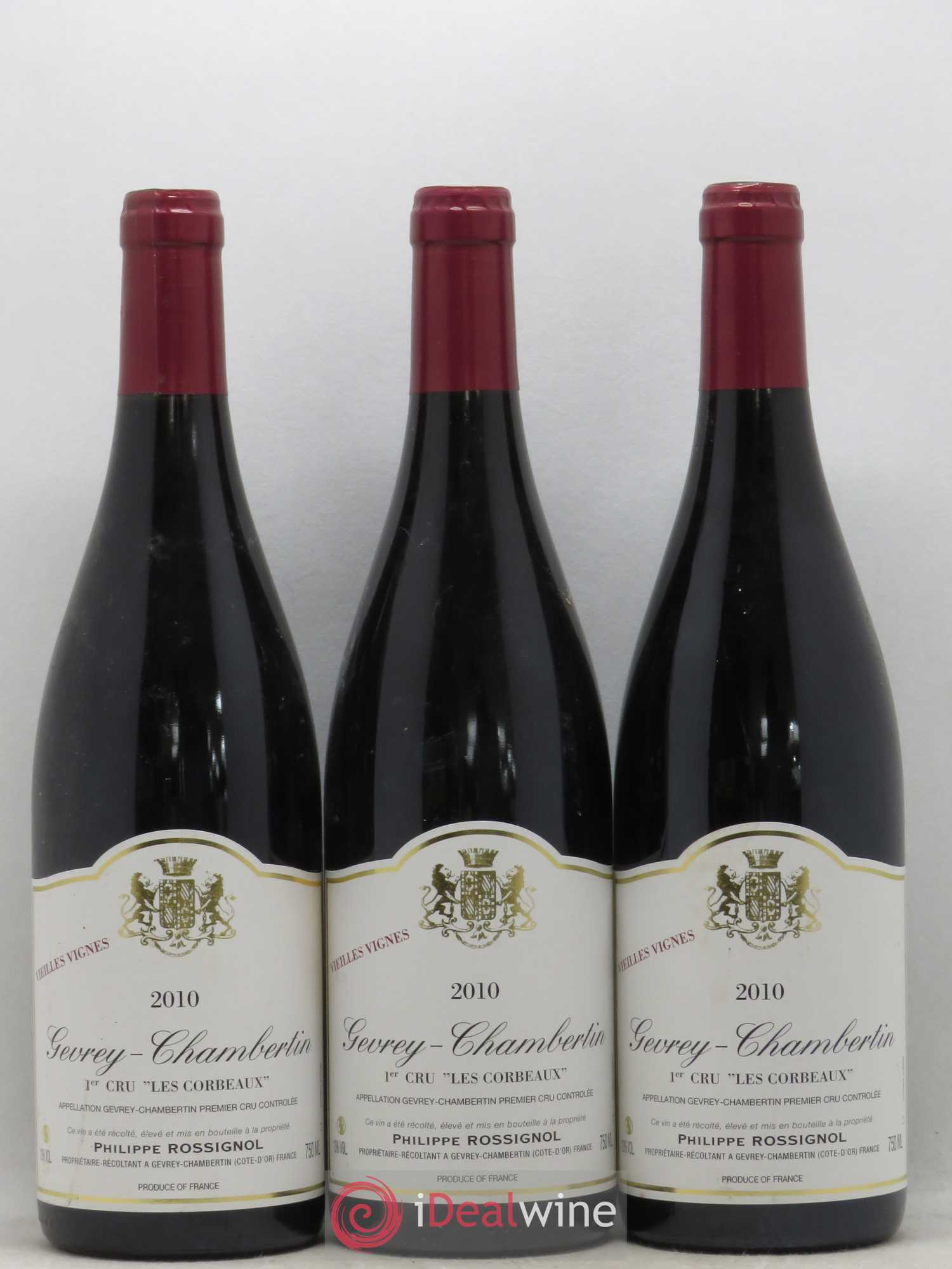 Gevrey-Chambertin 1er Cru Les Corbeaux Vieilles Vignes Philippe Rossignol 2010 - Posten von 3 Flaschen - 0