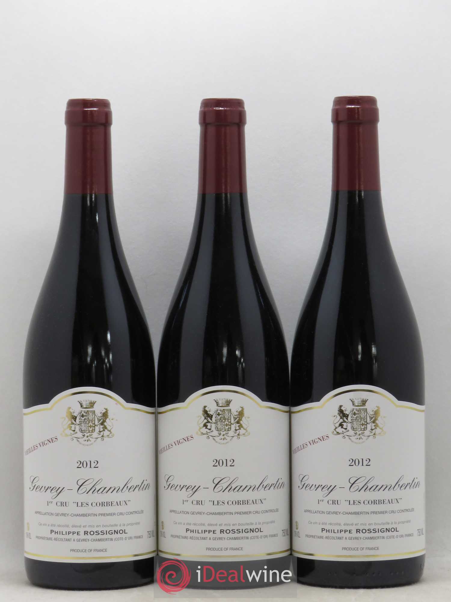Gevrey-Chambertin 1er Cru Les Corbeaux Vieilles Vignes Philippe Rossignol 2012 - Posten von 3 Flaschen - 0