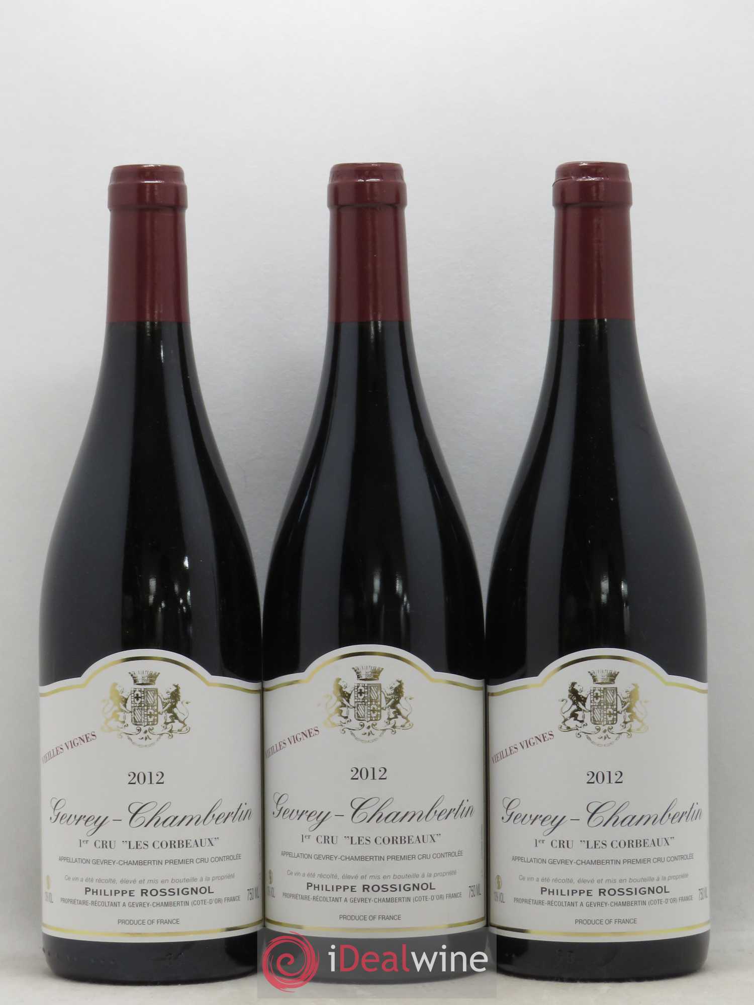 Gevrey-Chambertin 1er Cru Les Corbeaux Vieilles Vignes Philippe Rossignol 2012 - Posten von 3 Flaschen - 0