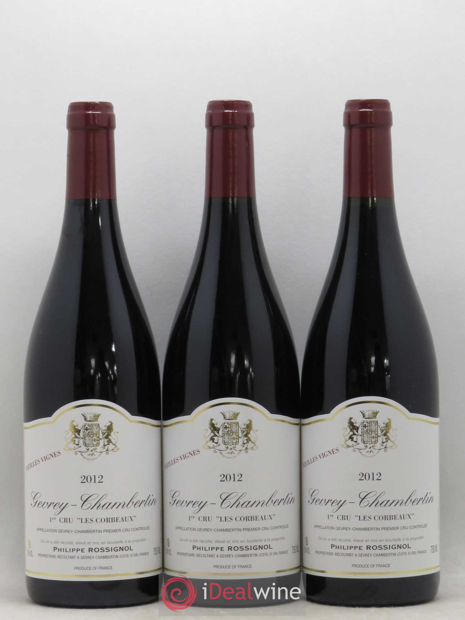 Gevrey-Chambertin 1er Cru Les Corbeaux Vieilles Vignes Philippe Rossignol 2012 - Posten von 3 Flaschen - 0