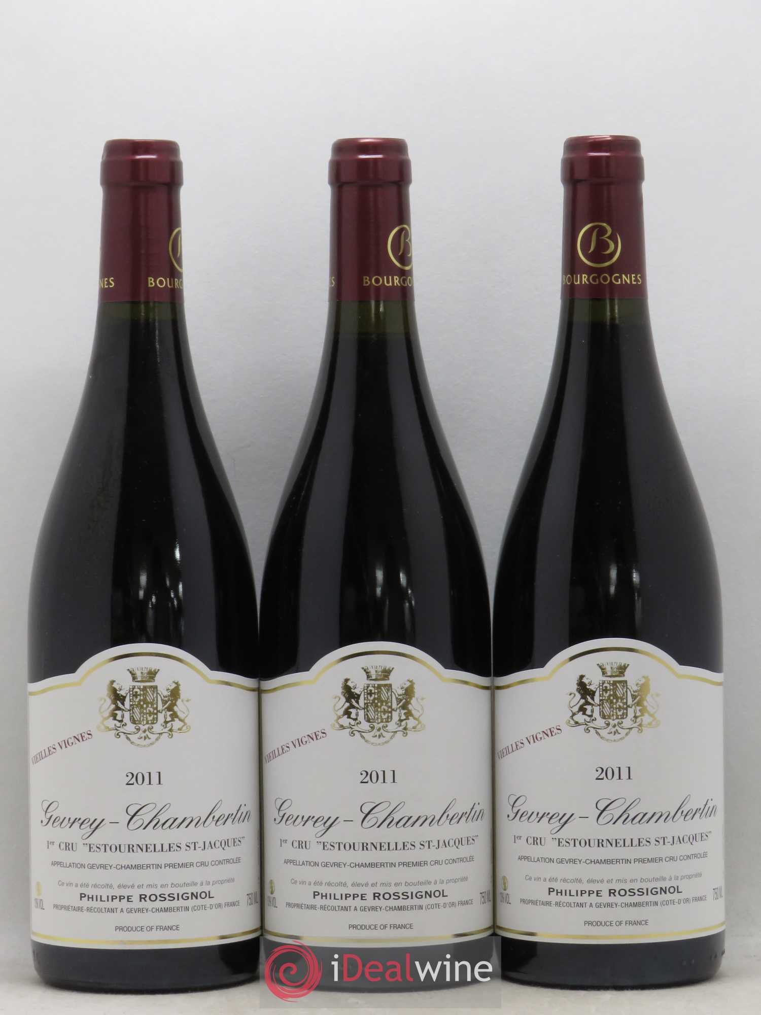 Gevrey-Chambertin 1er Cru Estournelles Saint Jacques Vieilles Vignes Philippe Rossignol 2011 - Posten von 3 Flaschen - 0
