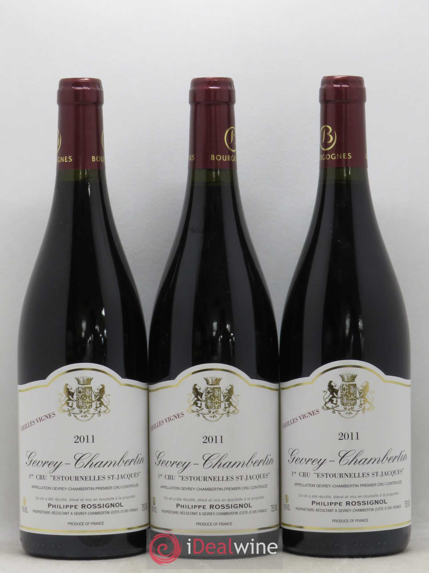 Gevrey-Chambertin 1er Cru Estournelles Saint Jacques Vieilles Vignes Philippe Rossignol 2011 - Posten von 3 Flaschen - 0