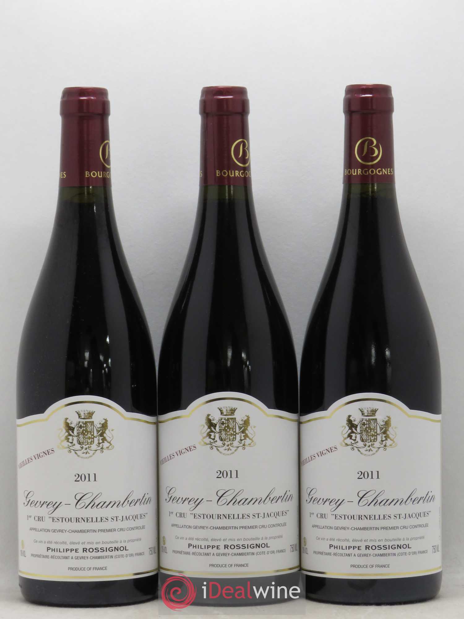 Gevrey-Chambertin 1er Cru Estournelles Saint Jacques Vieilles Vignes Philippe Rossignol 2011 - Posten von 3 Flaschen - 0
