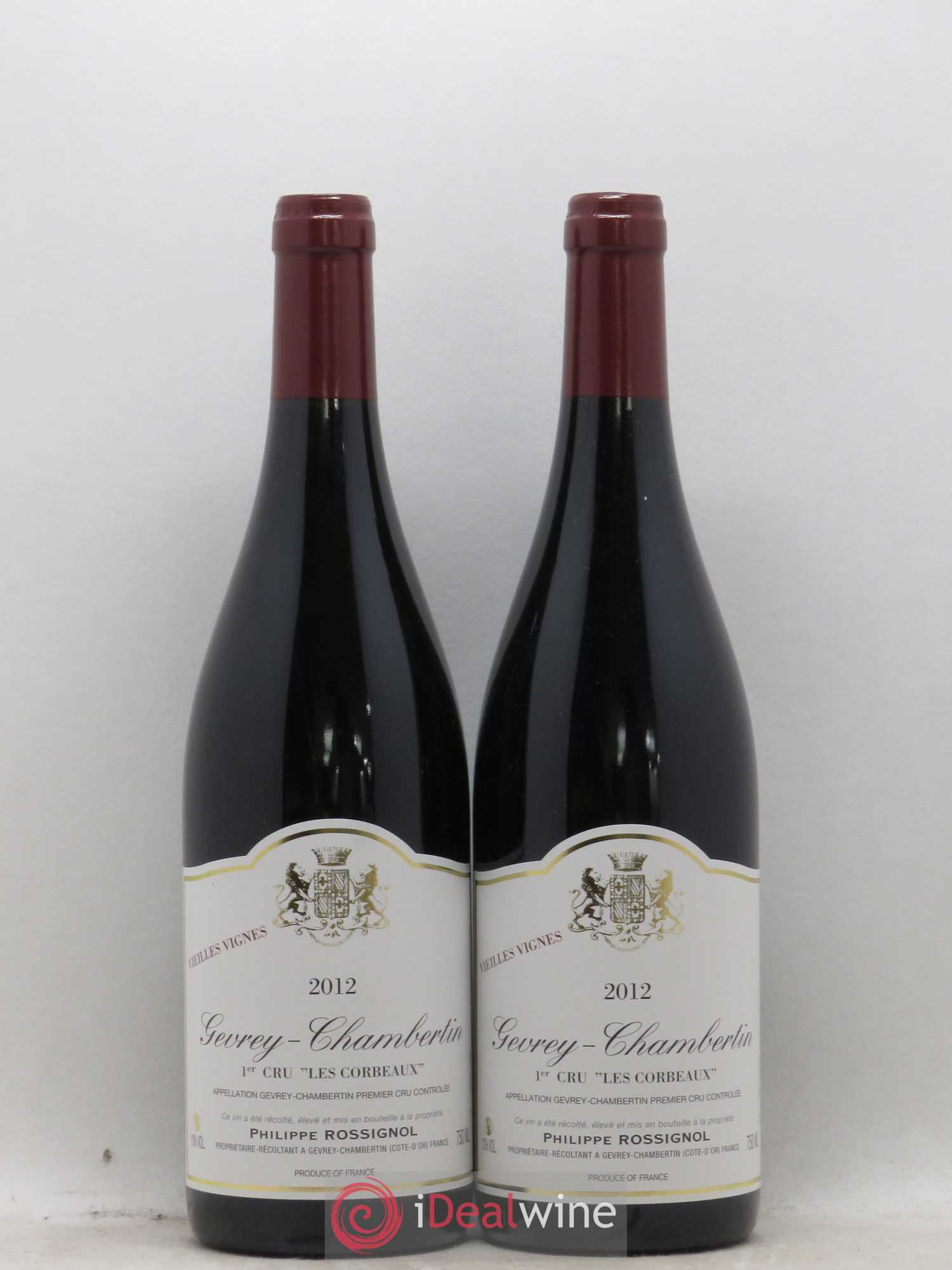 Gevrey-Chambertin 1er Cru Les Corbeaux Vieilles Vignes Philippe Rossignol 2012 - Posten von 2 Flaschen - 0