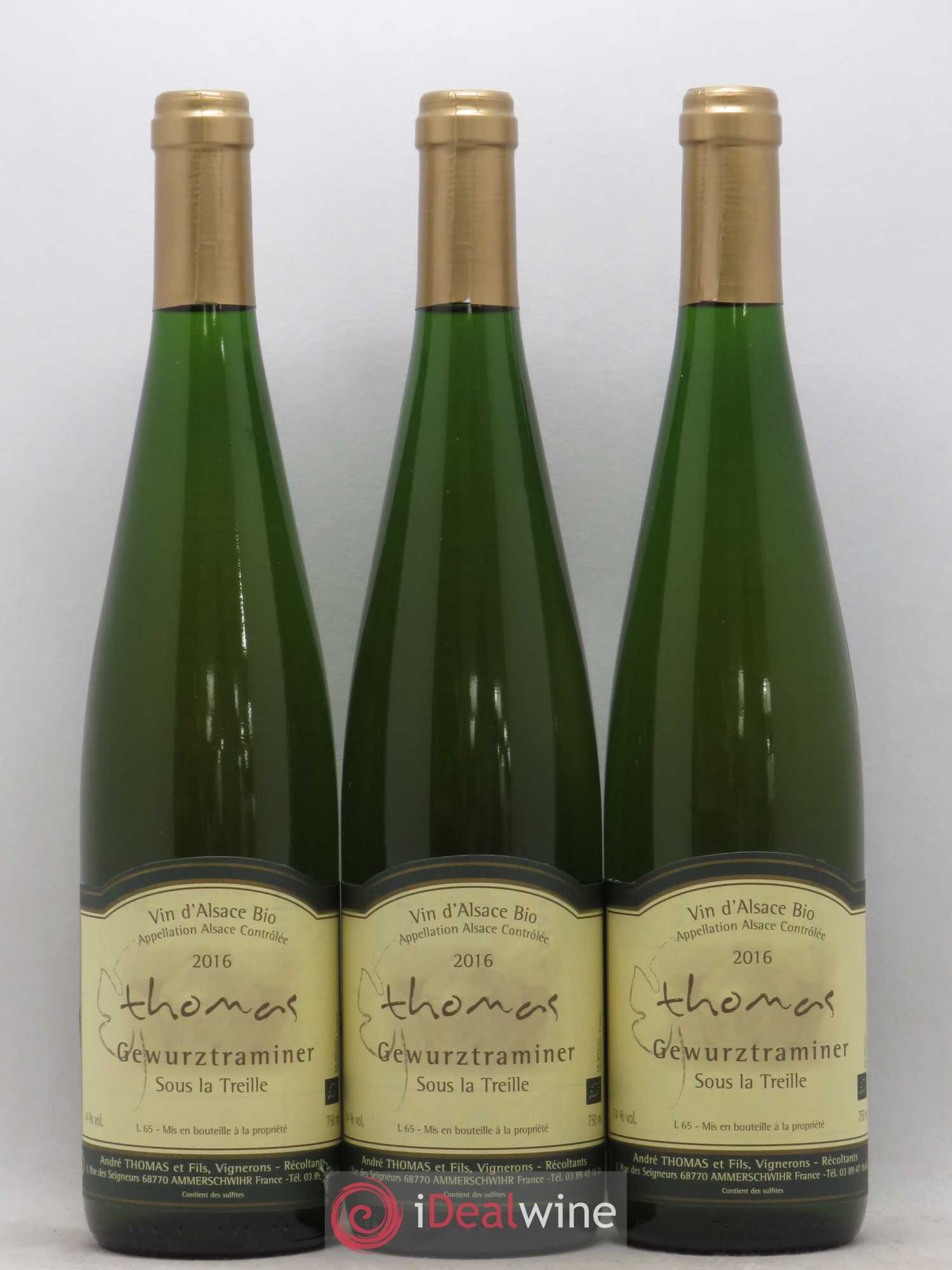 Gewurztraminer Sous La Treille Andre Thomas (sans prix de réserve) 2016 - Posten von 3 Flaschen - 0