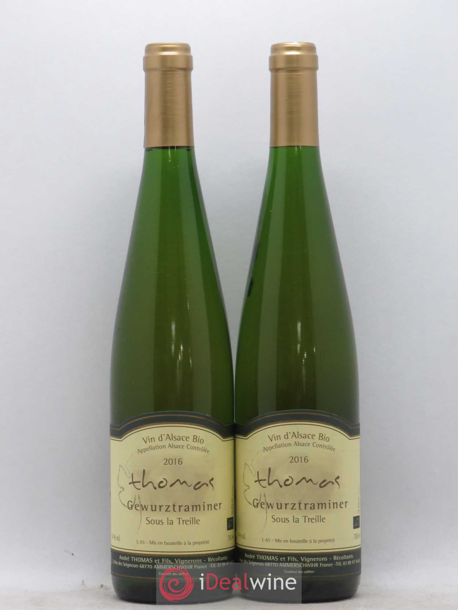 Gewurztraminer Sous La Treille Andre Thomas (sans prix de réserve) 2016 - Posten von 2 Flaschen - 0