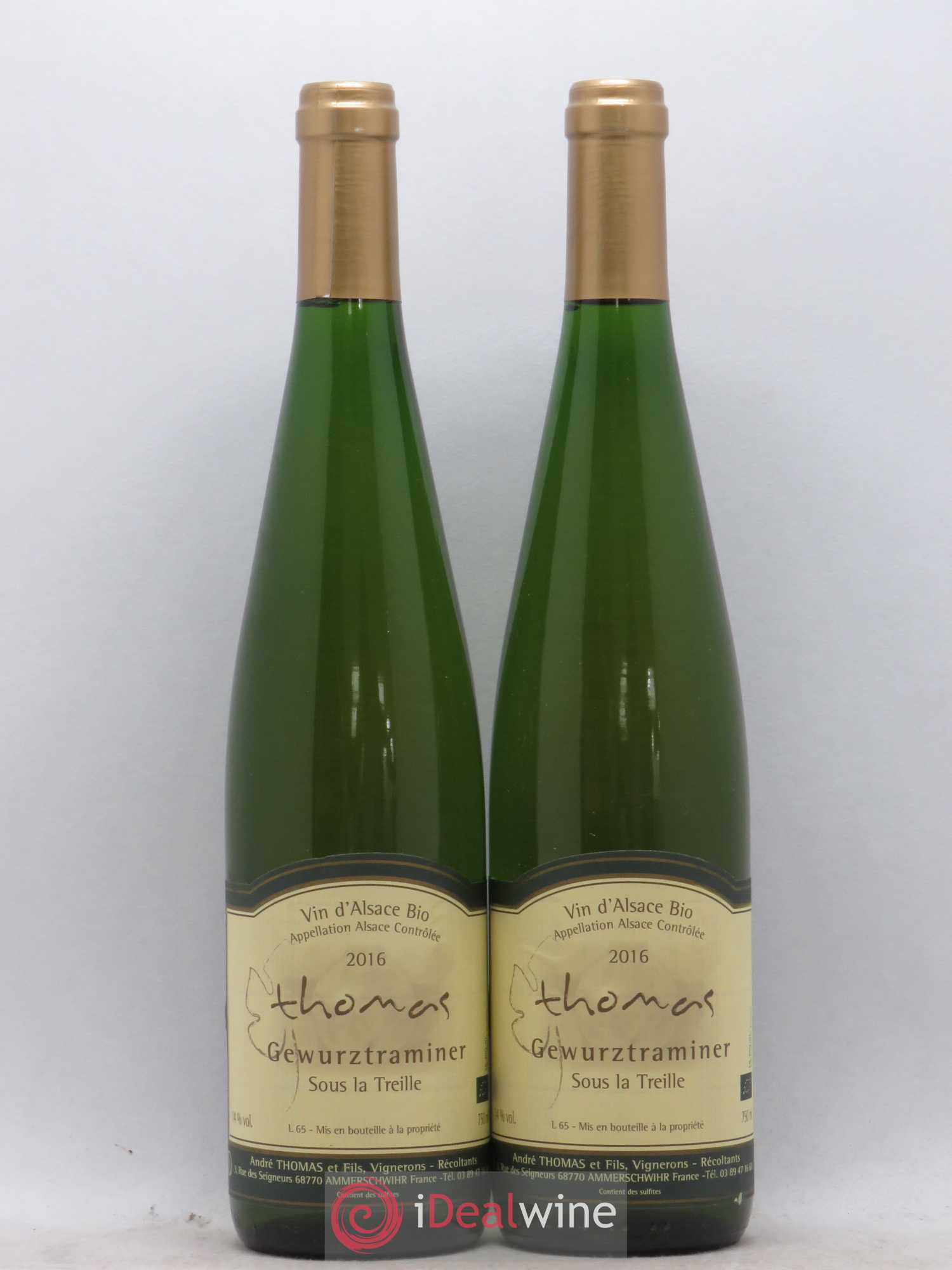 Gewurztraminer Sous La Treille Andre Thomas (sans prix de réserve) 2016 - Posten von 2 Flaschen - 0