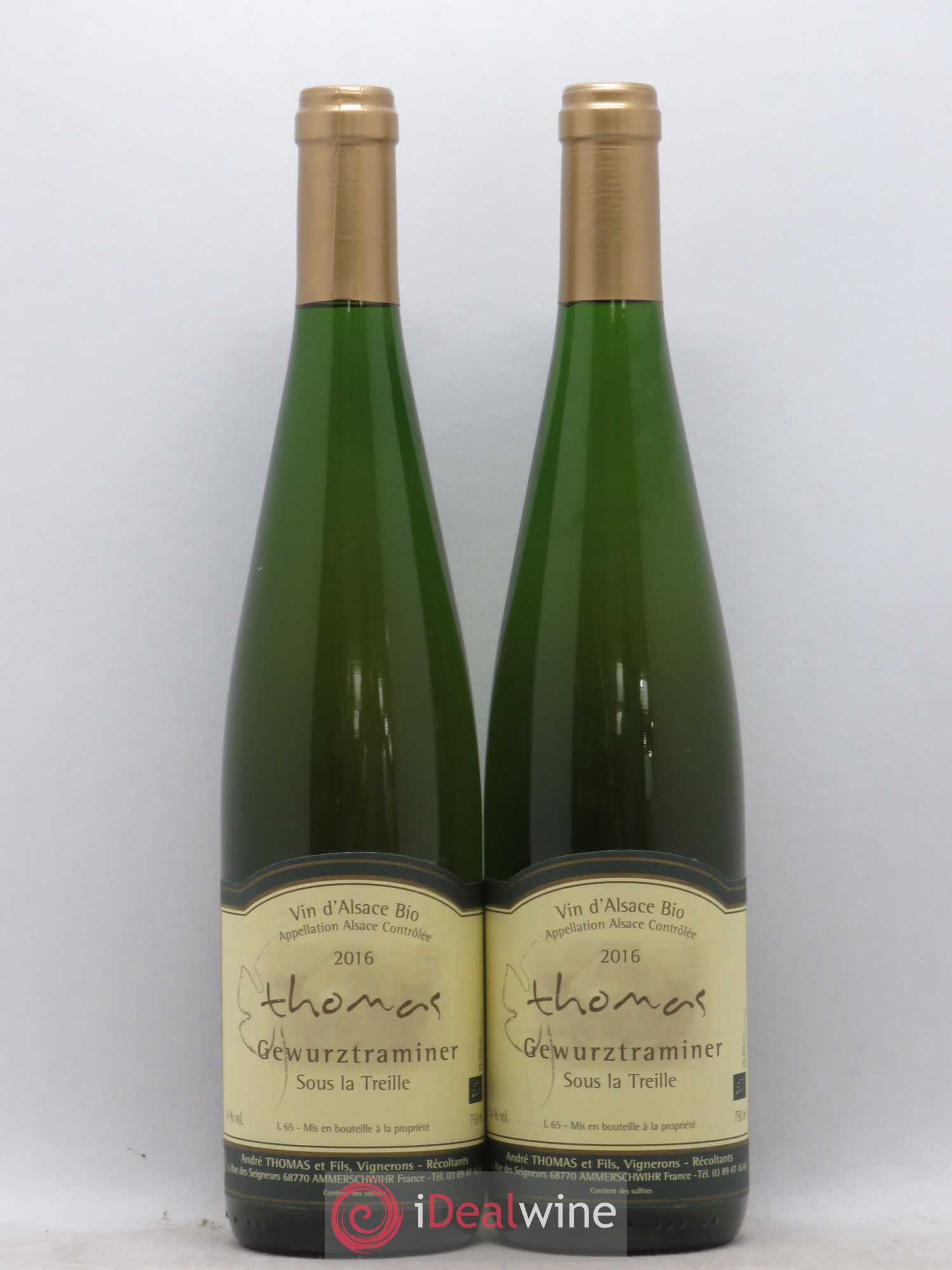 Gewurztraminer Sous La Treille Andre Thomas (sans prix de réserve) 2016 - Posten von 2 Flaschen - 0