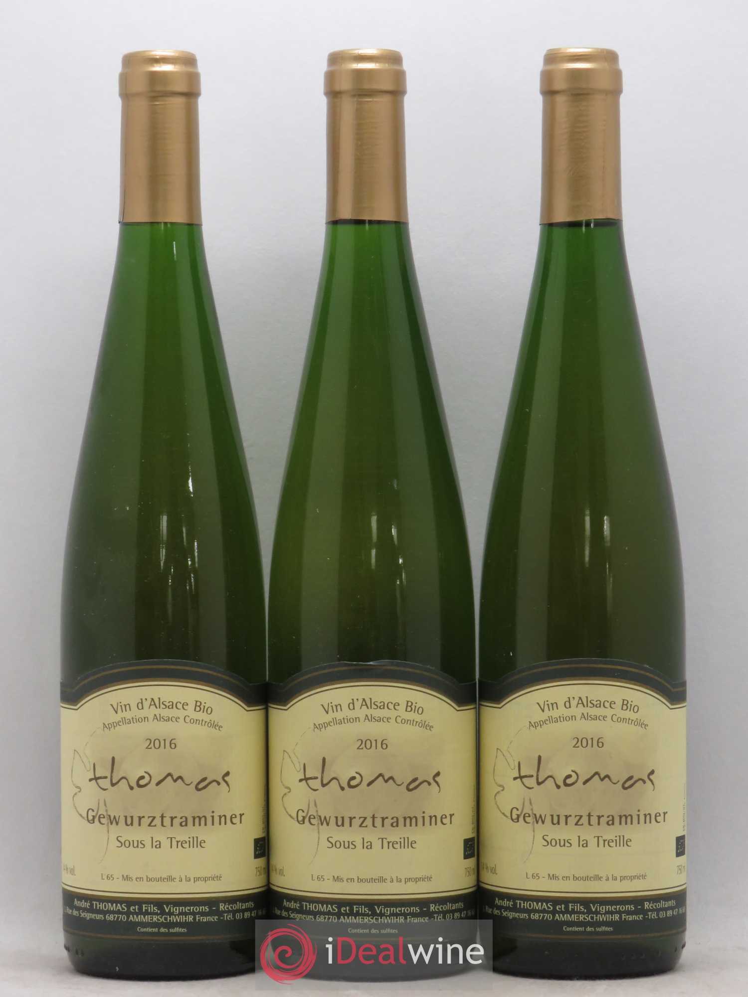 Gewurztraminer Sous La Treille Andre Thomas (sans prix de réserve) 2016 - Posten von 3 Flaschen - 0