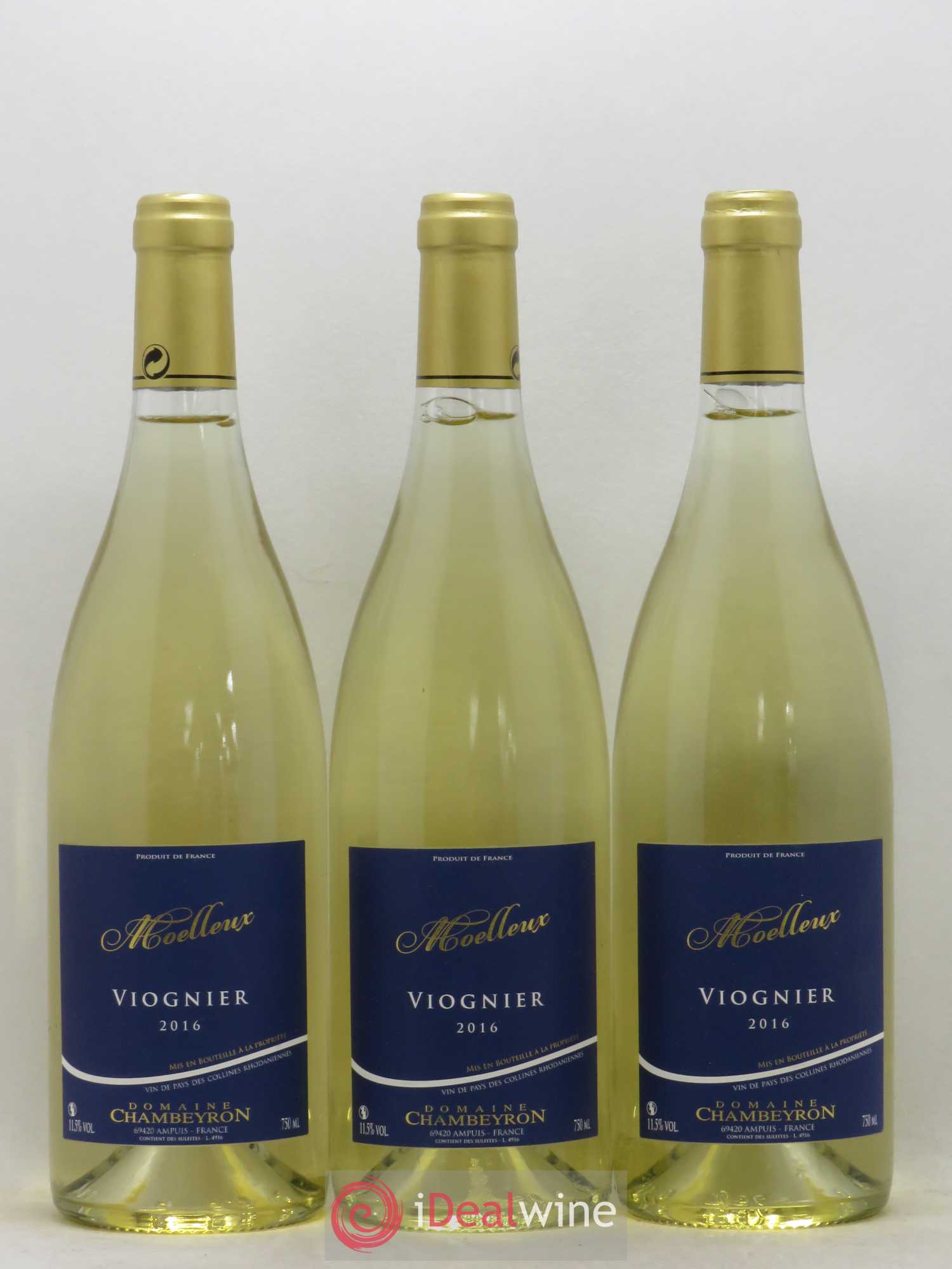 Vin de France Viognier Moelleux Domaine Chambeyron (sans prix de réserve) 2016 - Lotto di 3 bottiglie - 0