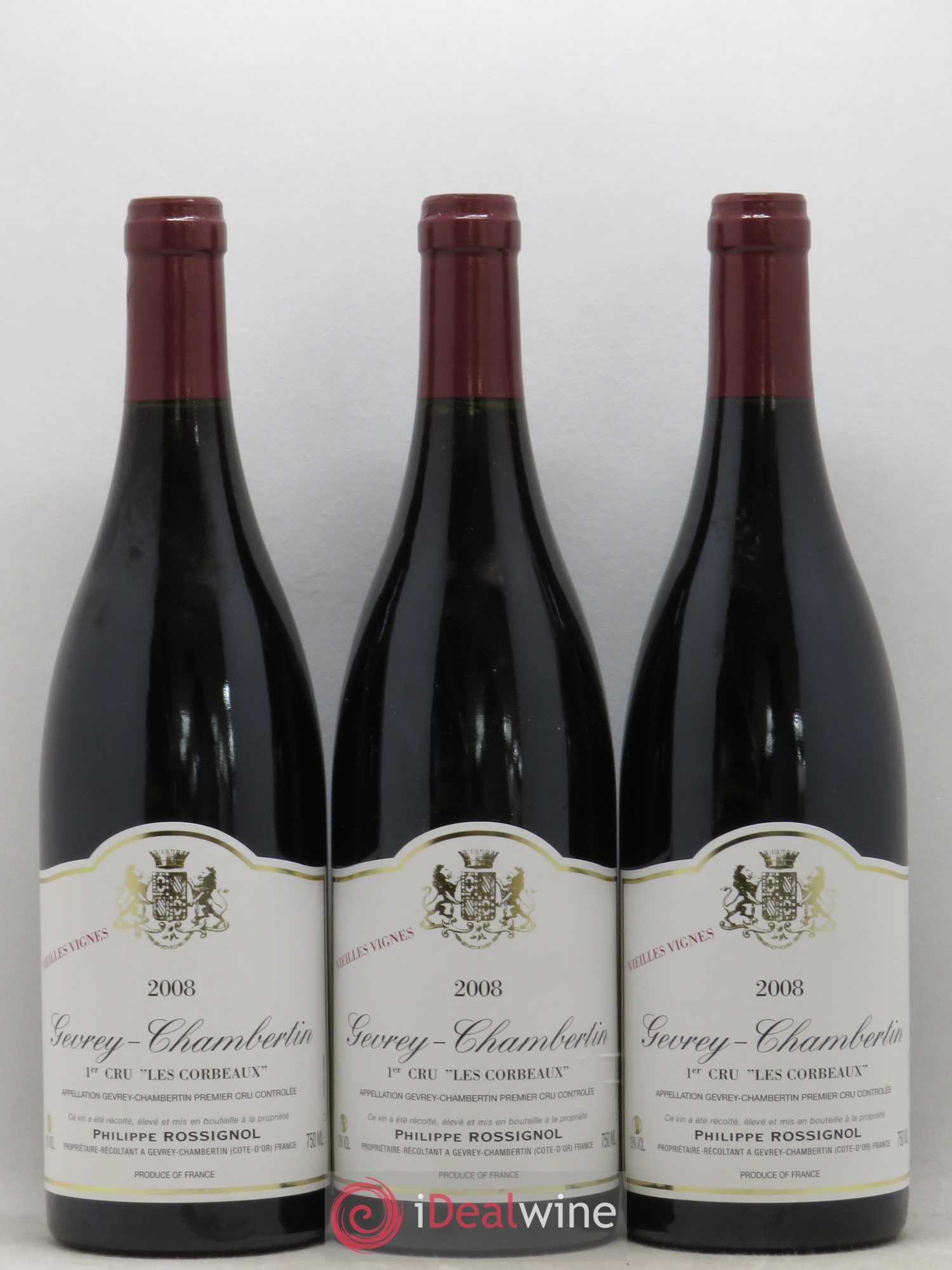 Gevrey-Chambertin 1er Cru Les Corbeaux Vieilles Vignes Philippe Rossignol 2008 - Posten von 3 Flaschen - 0