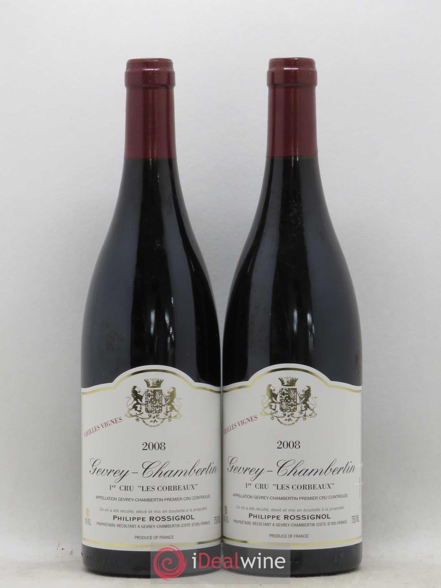 Gevrey-Chambertin 1er Cru Les Corbeaux Vieilles Vignes Philippe Rossignol 2008 - Posten von 2 Flaschen - 0