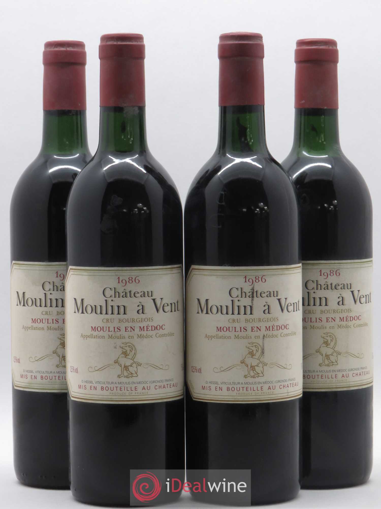 Château Moulin à Vent Cru Bourgeois 1986 - Lot de 4 bouteilles - 0