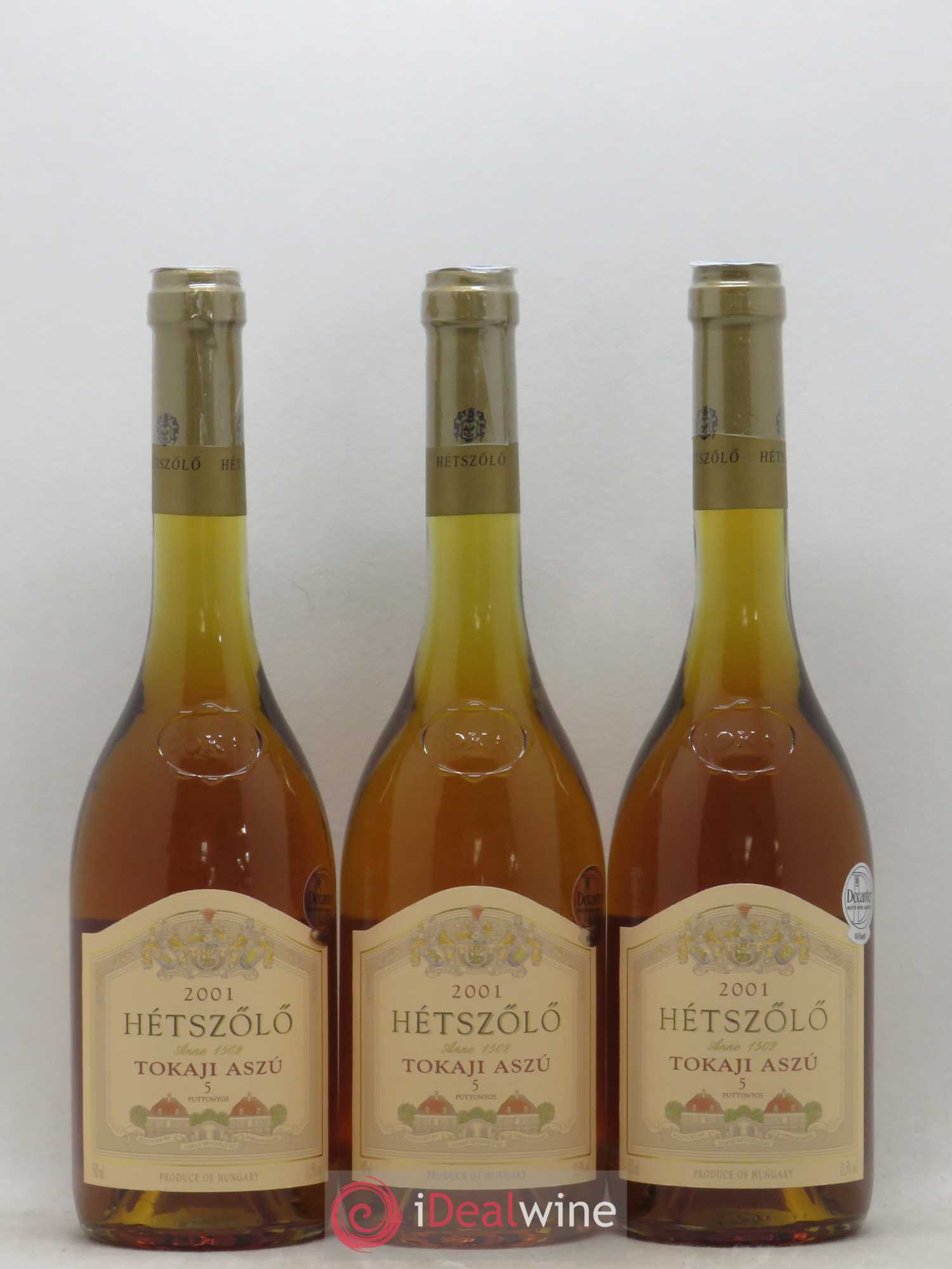 Tokaji Aszu 5 Puttonyos Hetszolo Domaine Impériale 50cl 2001 - Lotto di 3 bottiglie - 0