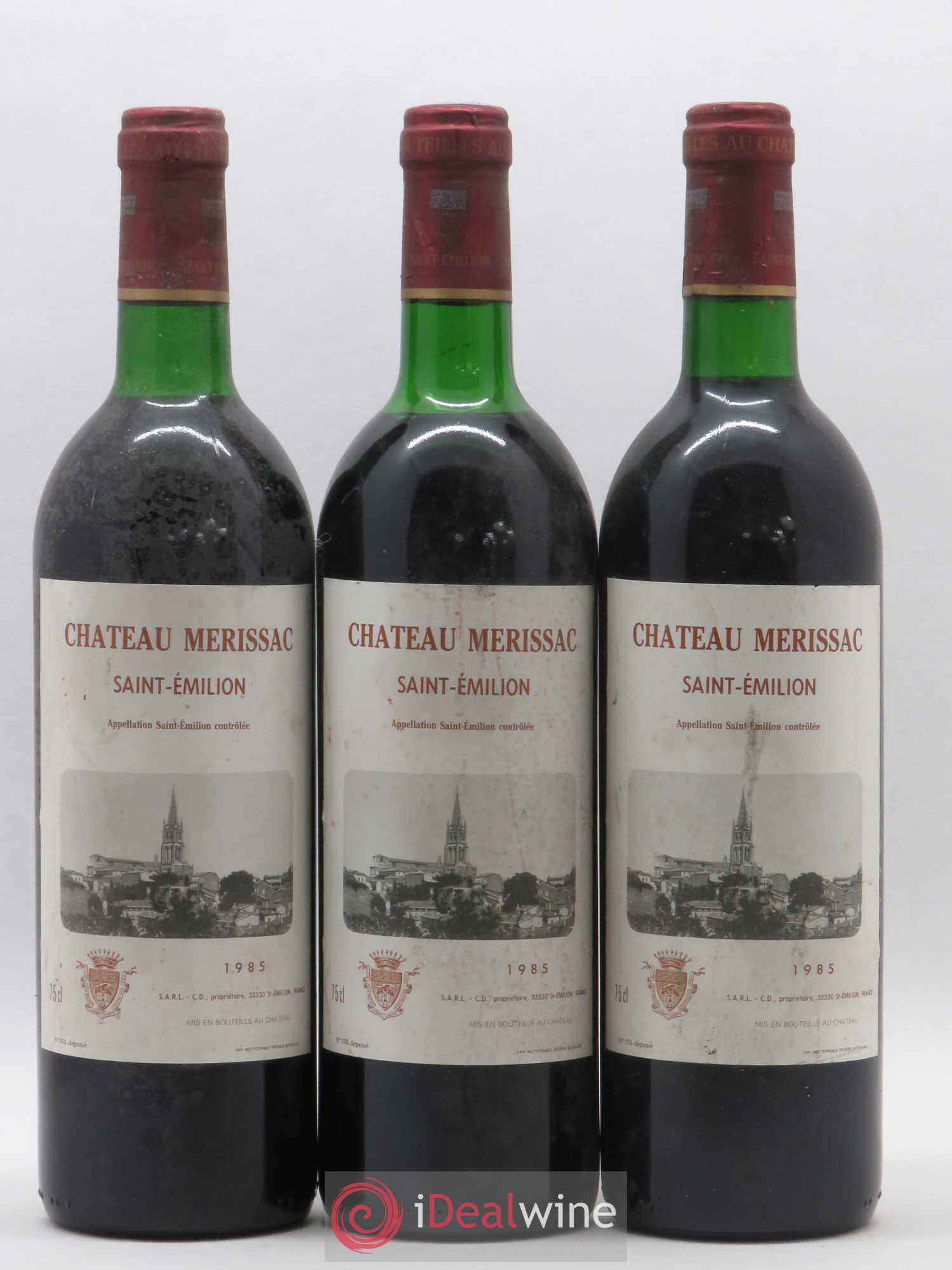 Saint-Émilion Chateau Merissac 1985 - Lot de 3 bouteilles - 0