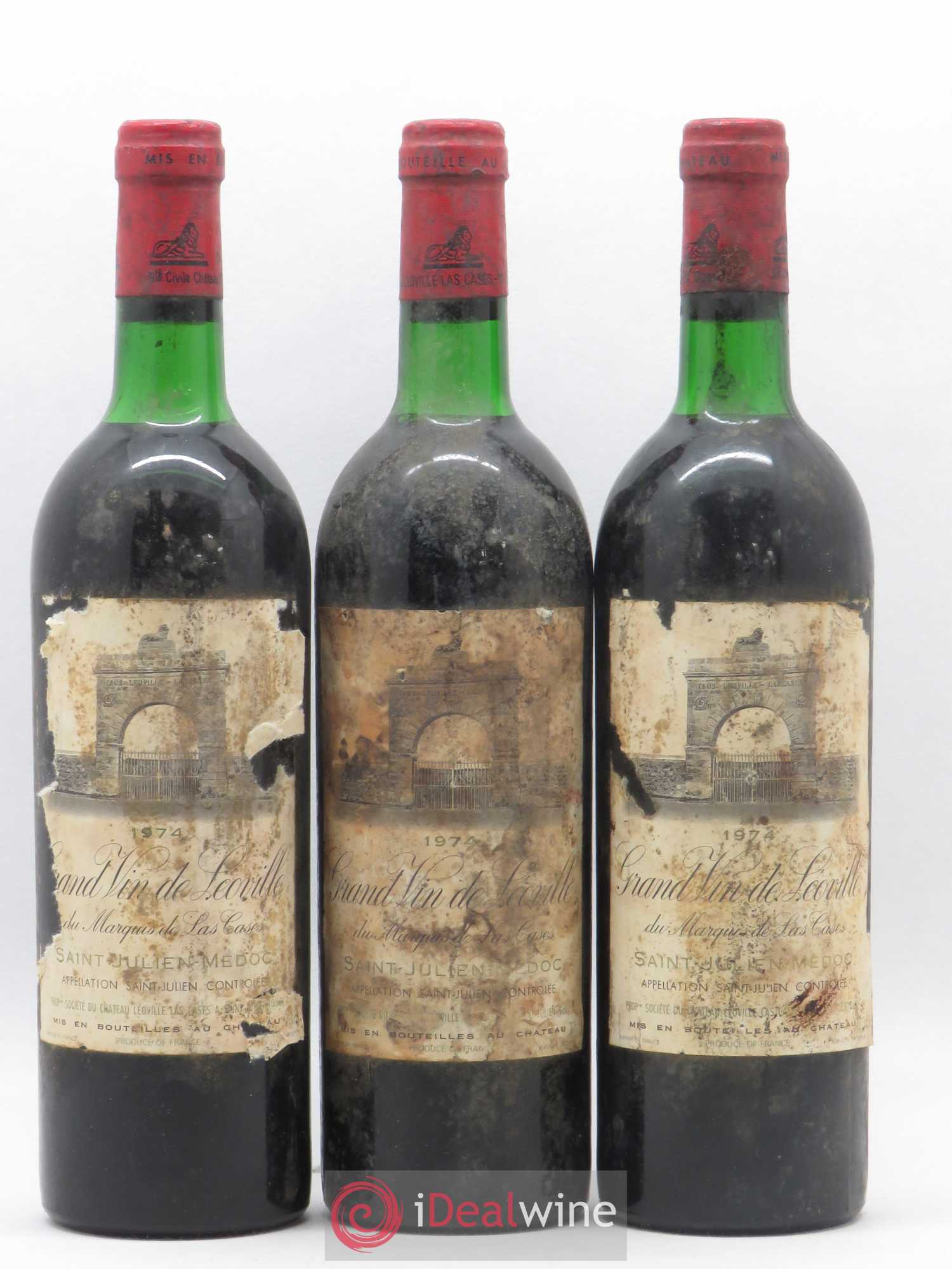 Château Léoville Las Cases 2ème Grand Cru Classé 1974 - Lot de 3 bouteilles - 0