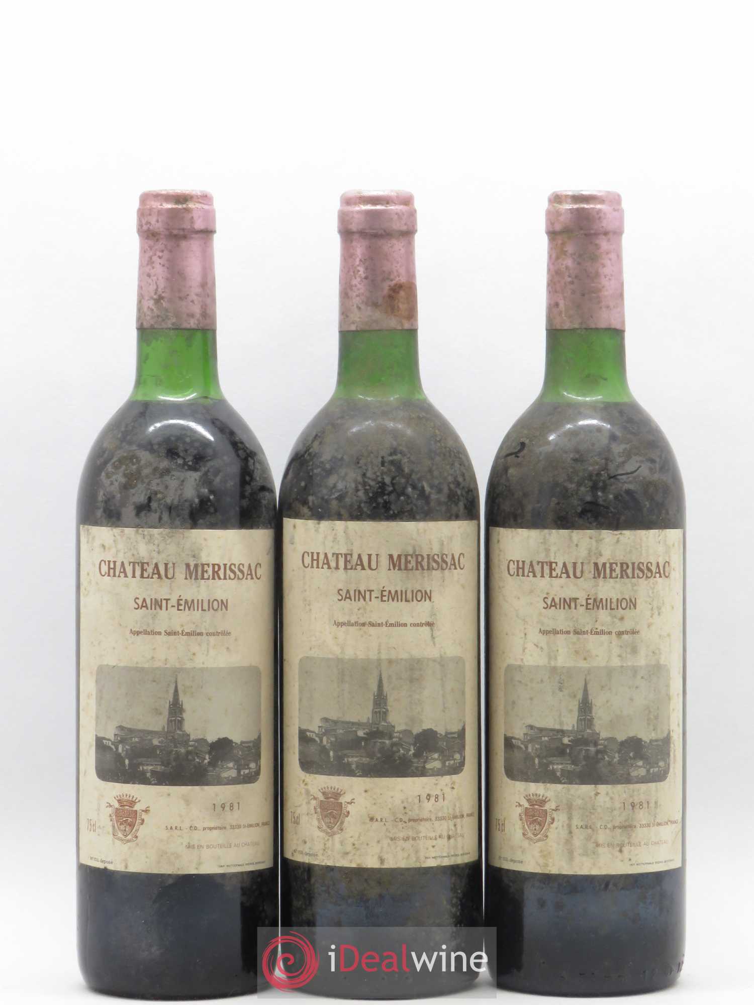 Saint-Émilion Chateau Merissac 1981 - Lot de 6 bouteilles - 1