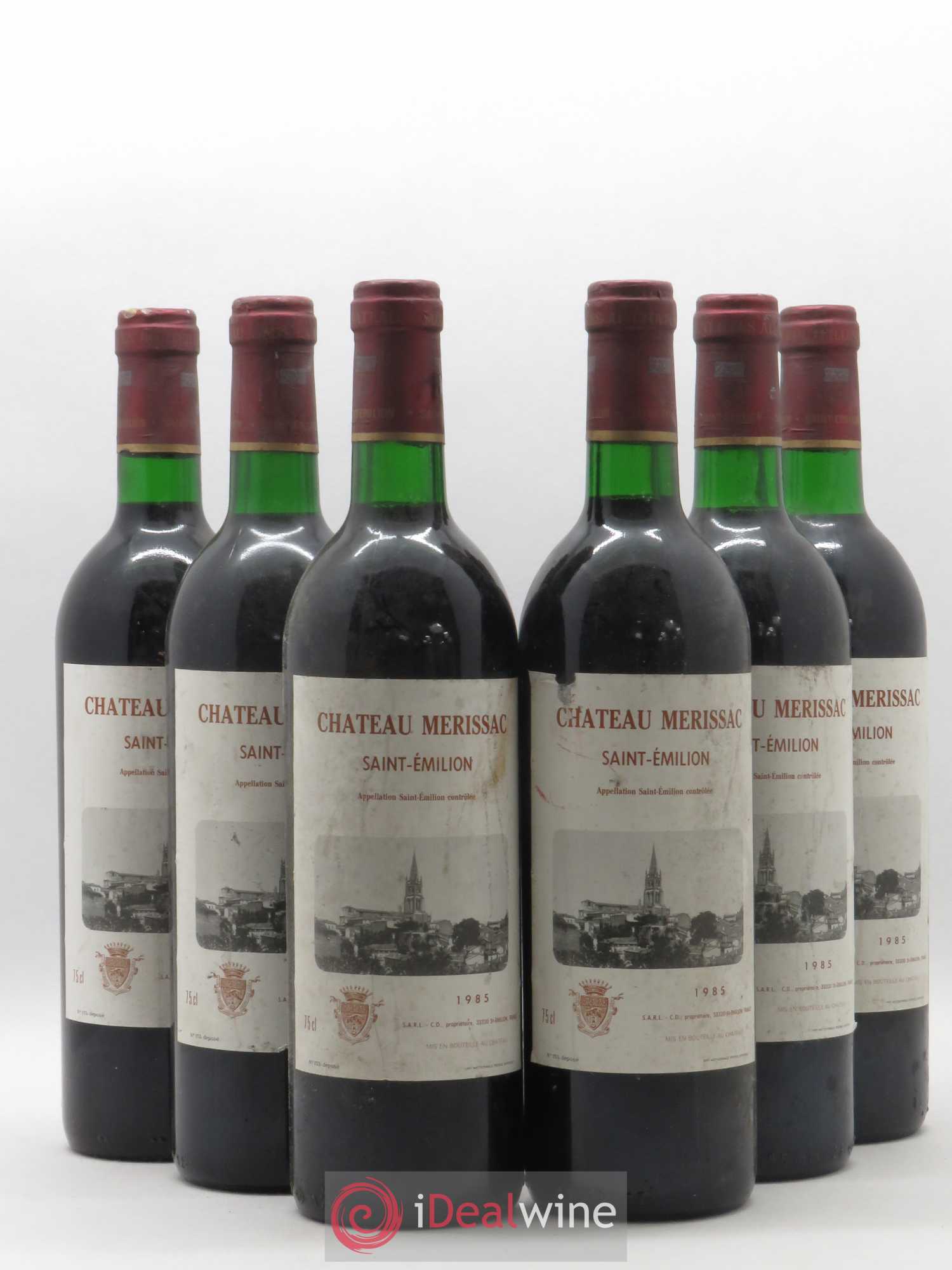 Saint-Émilion Chateau Merissac 1985 - Lot de 6 bouteilles - 0