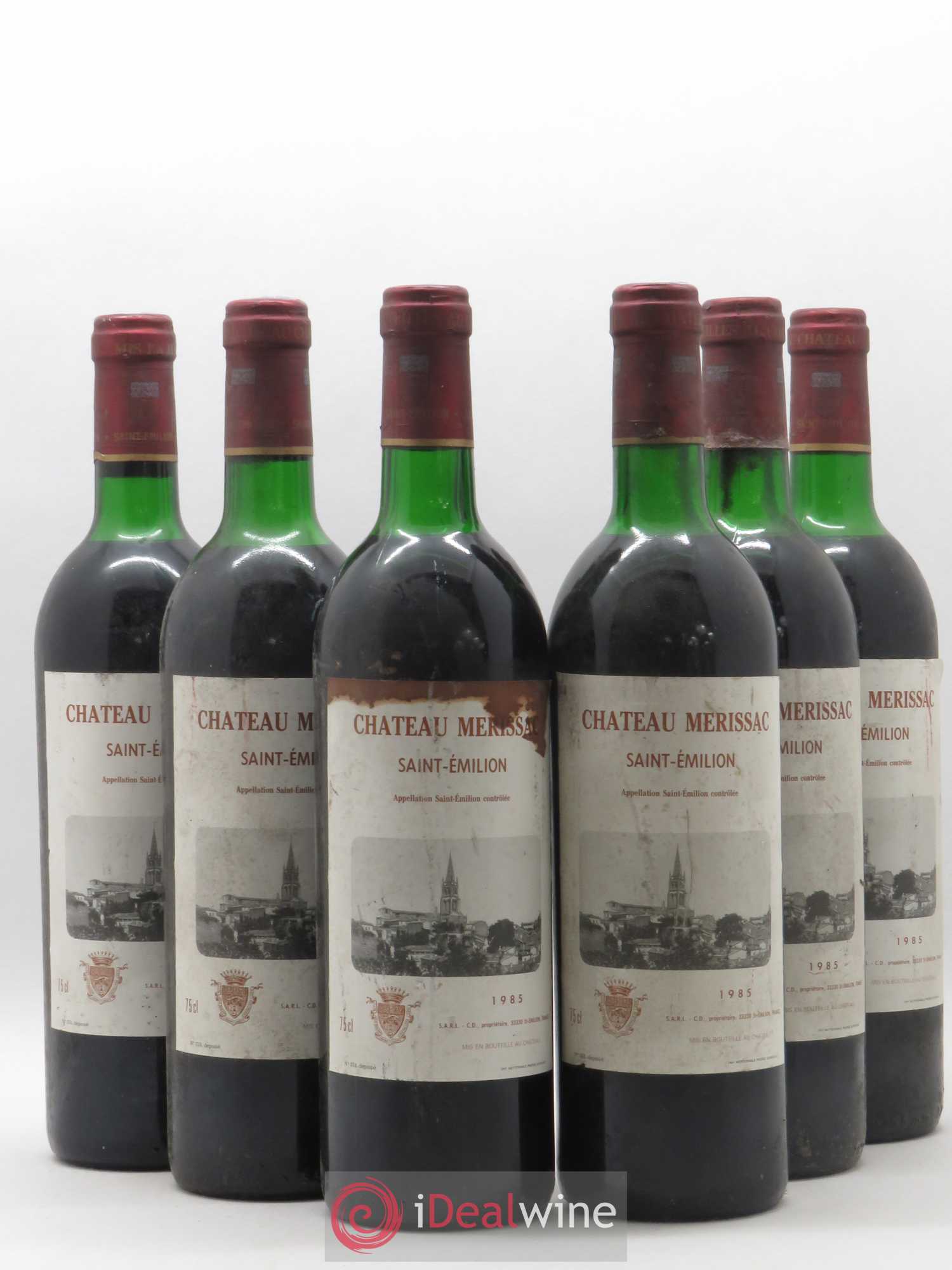Saint-Émilion Chateau Merissac 1985 - Lot de 6 bouteilles - 0