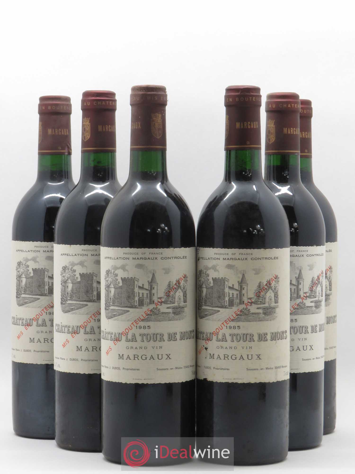 Château la Tour de Mons Cru Bourgeois 1985 - Lot de 6 bouteilles - 0
