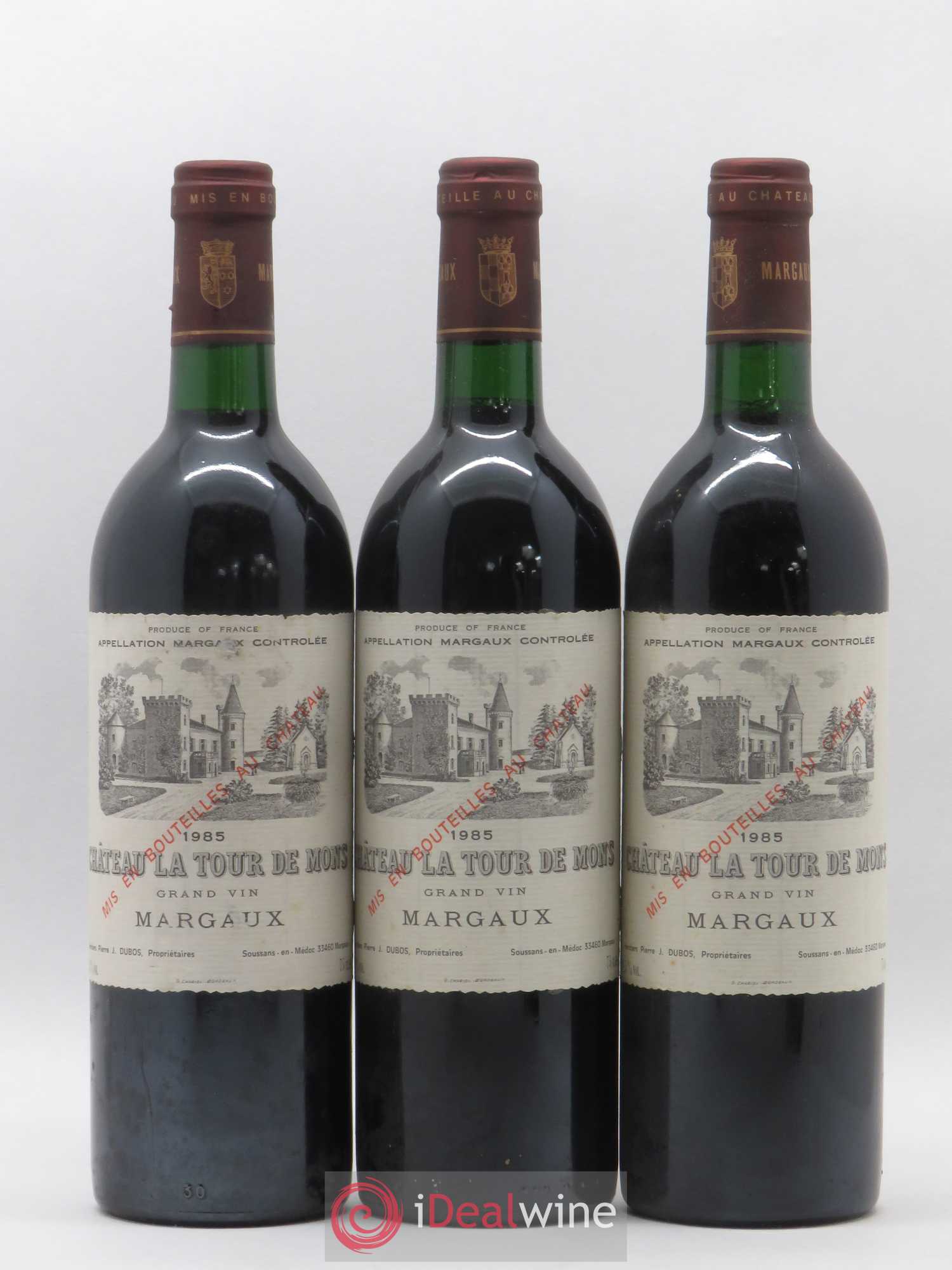 Château la Tour de Mons Cru Bourgeois 1985 - Lot de 3 bouteilles - 0