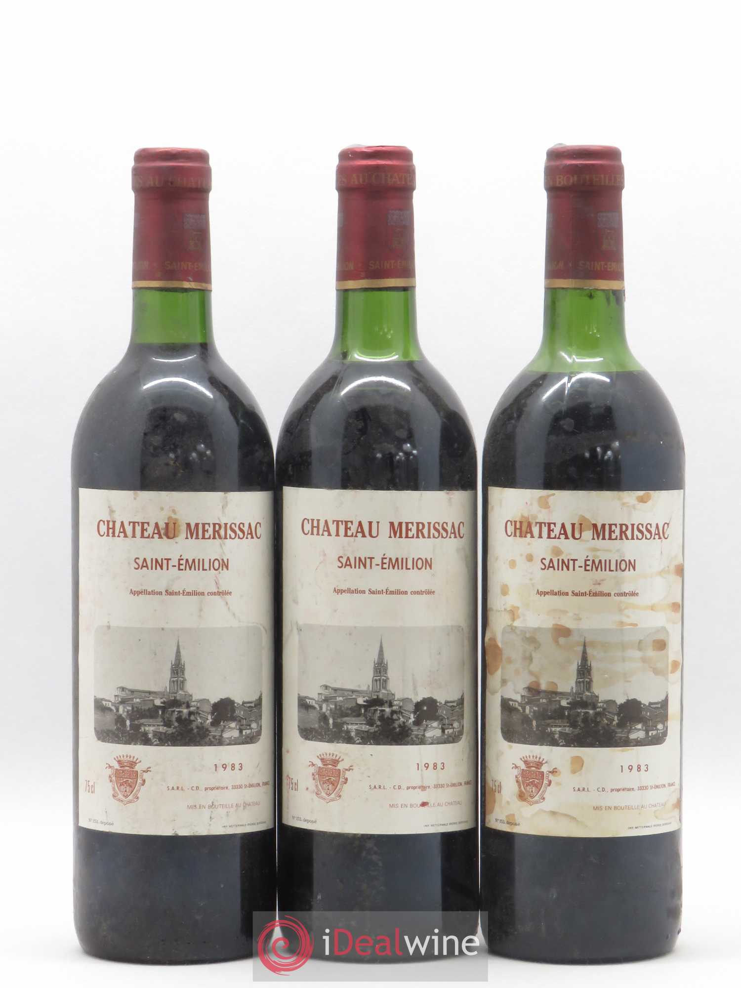 Saint-Émilion Chateau Merissac 1983 - Lot de 6 bouteilles - 1
