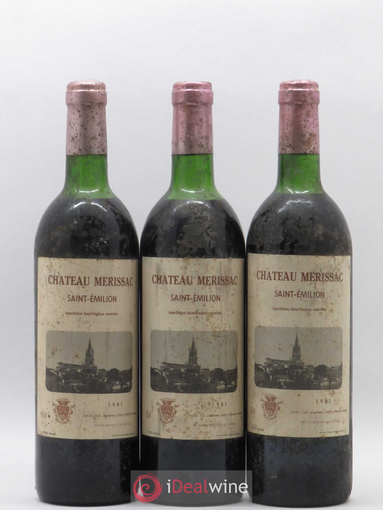 Saint-Émilion Château Merissac 1981 - Lot de 3 bouteilles - 0