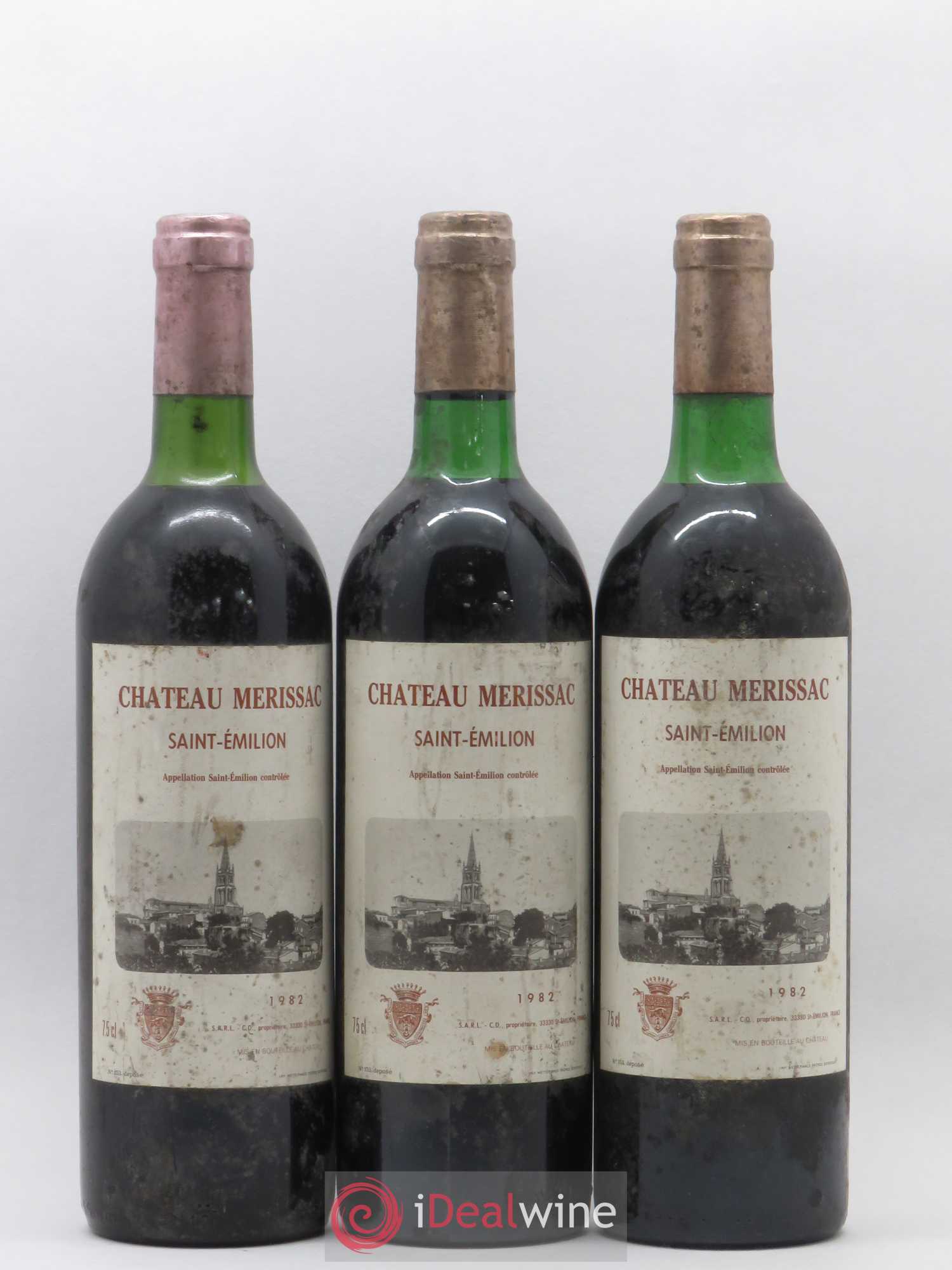 Saint-Émilion Château Merissac 1982 - Lot de 3 bouteilles - 0